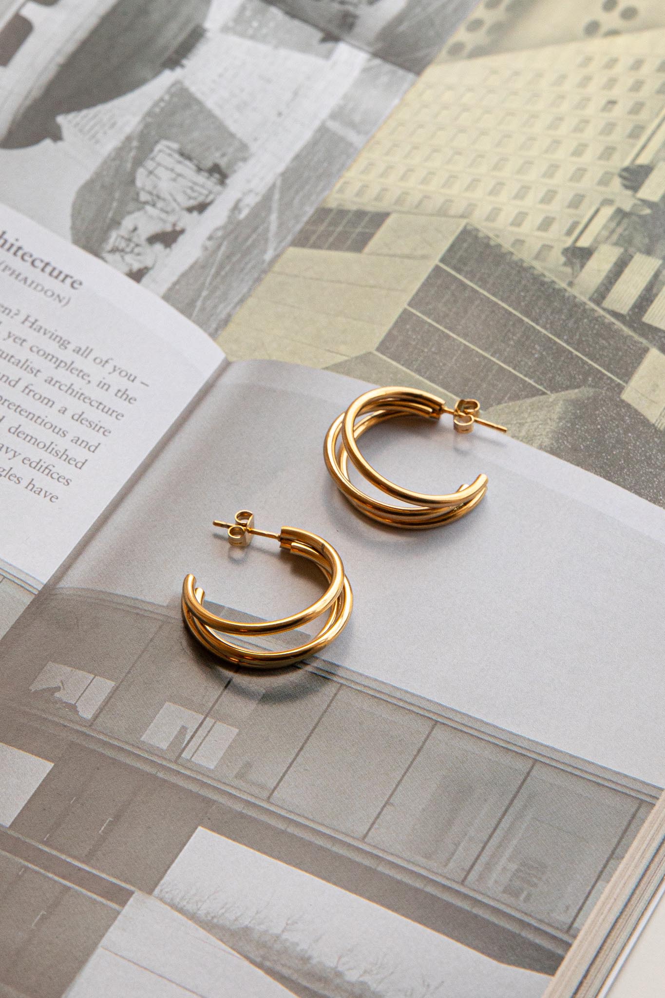 Dominique Triple Open Hoop Earrings Gold by Selfie Leslie Australia