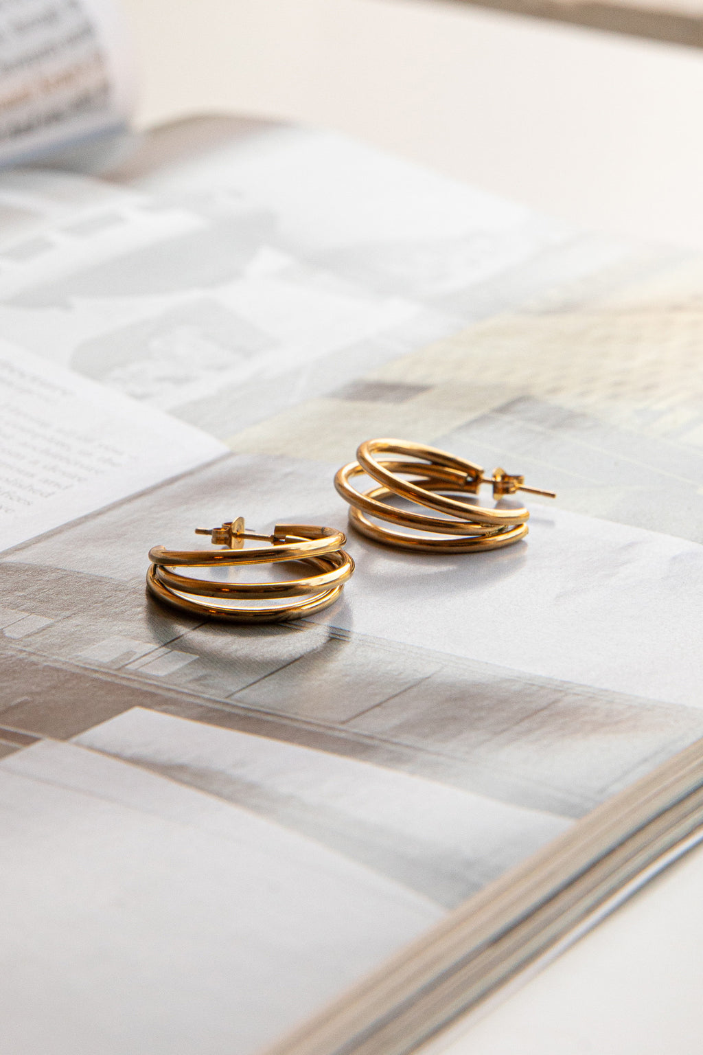 Dominique Triple Open Hoop Earrings Gold by Selfie Leslie Australia