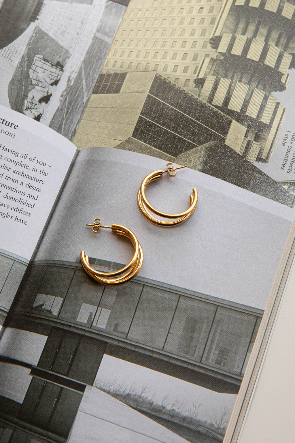 Dominique Triple Open Hoop Earrings Gold by Selfie Leslie Australia