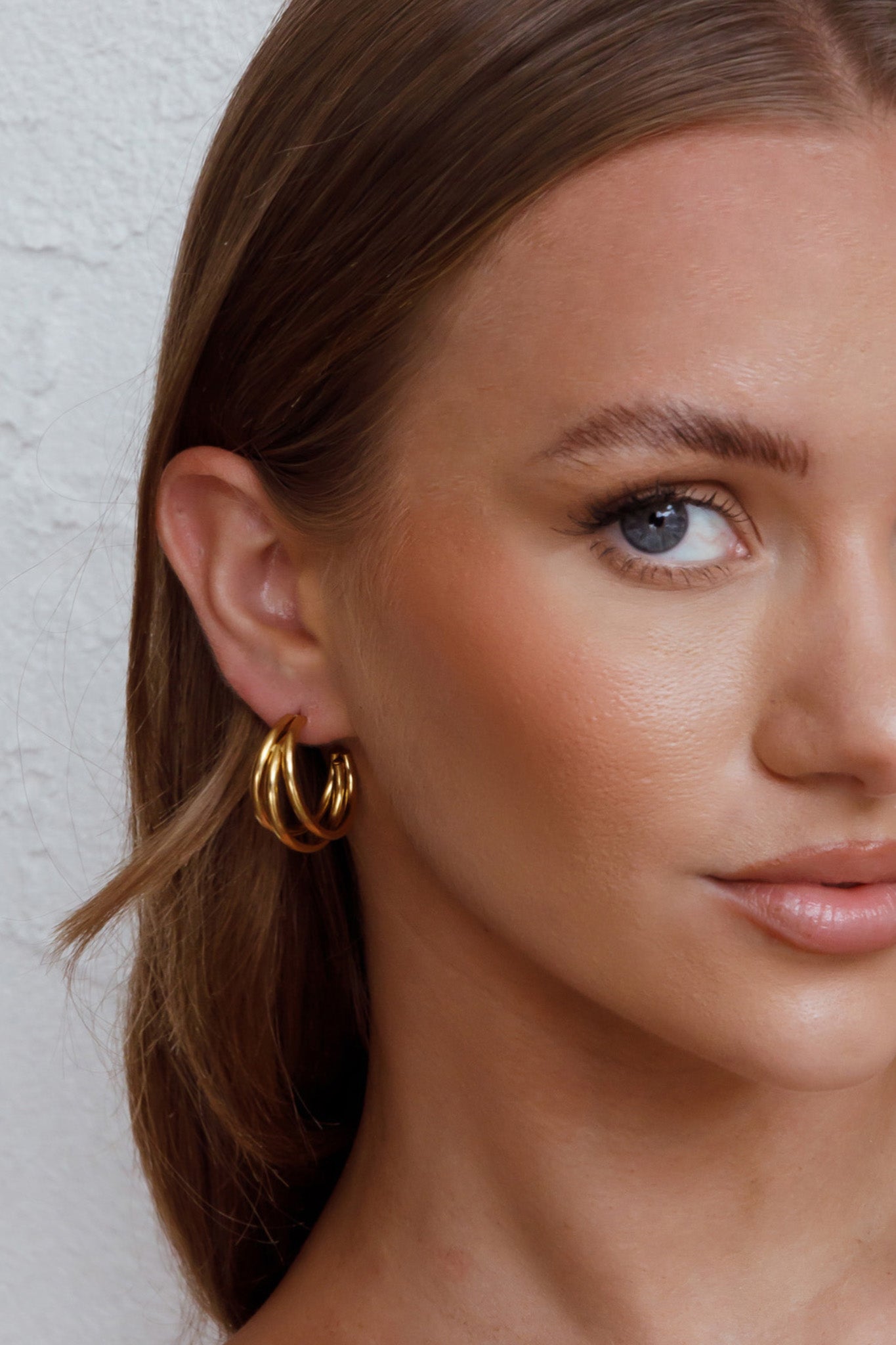 Dominique Triple Open Hoop Earrings Gold by Selfie Leslie Australia