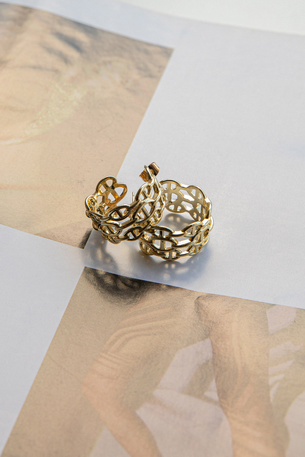Georgiana Open Chain Hoop Earrings Gold by Selfie Leslie Australia
