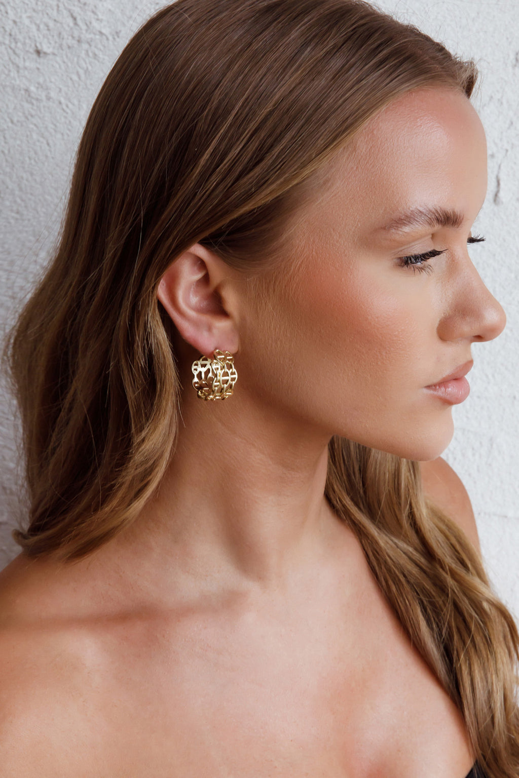 Georgiana Open Chain Hoop Earrings Gold by Selfie Leslie Australia