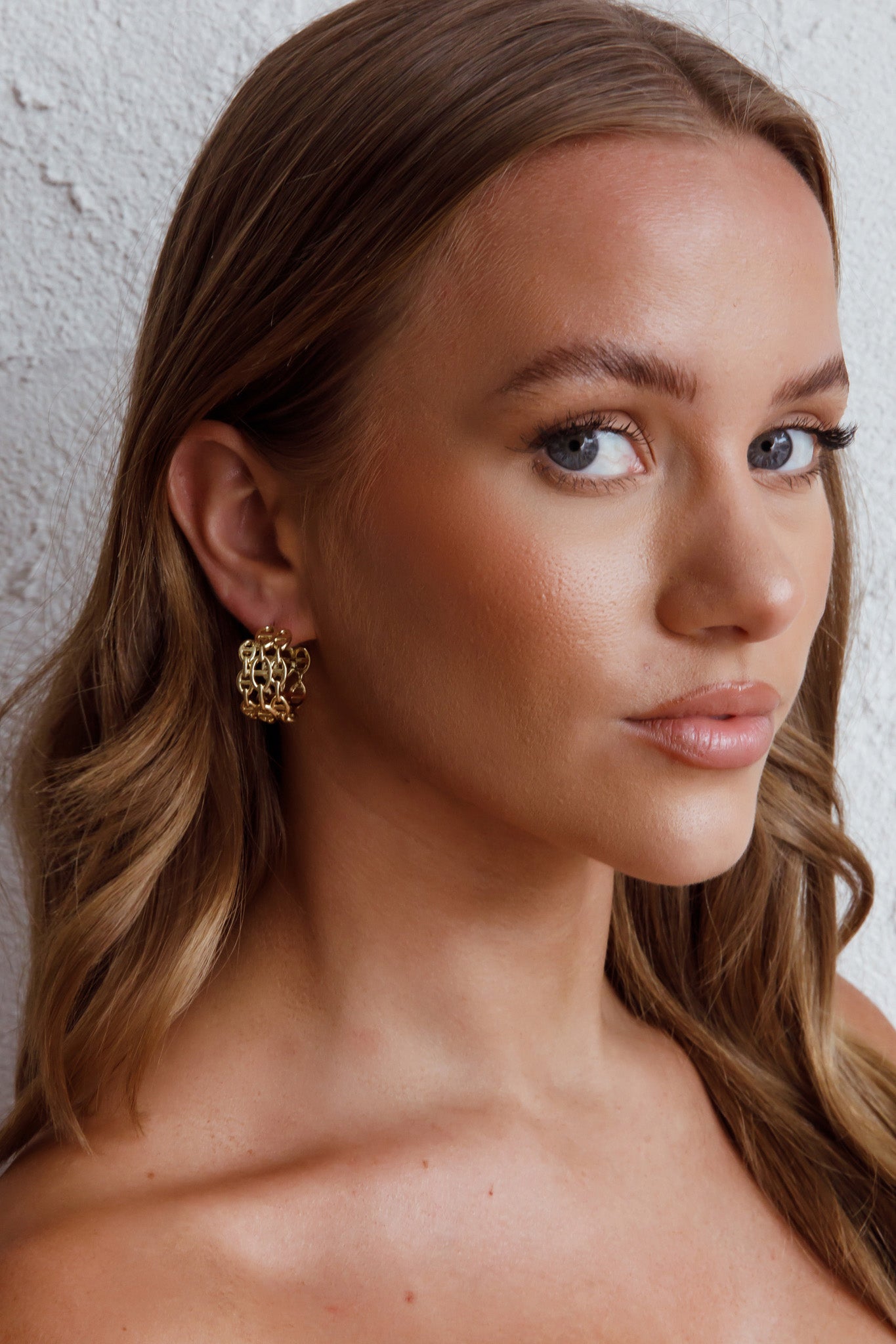 Georgiana Open Chain Hoop Earrings Gold by Selfie Leslie Australia