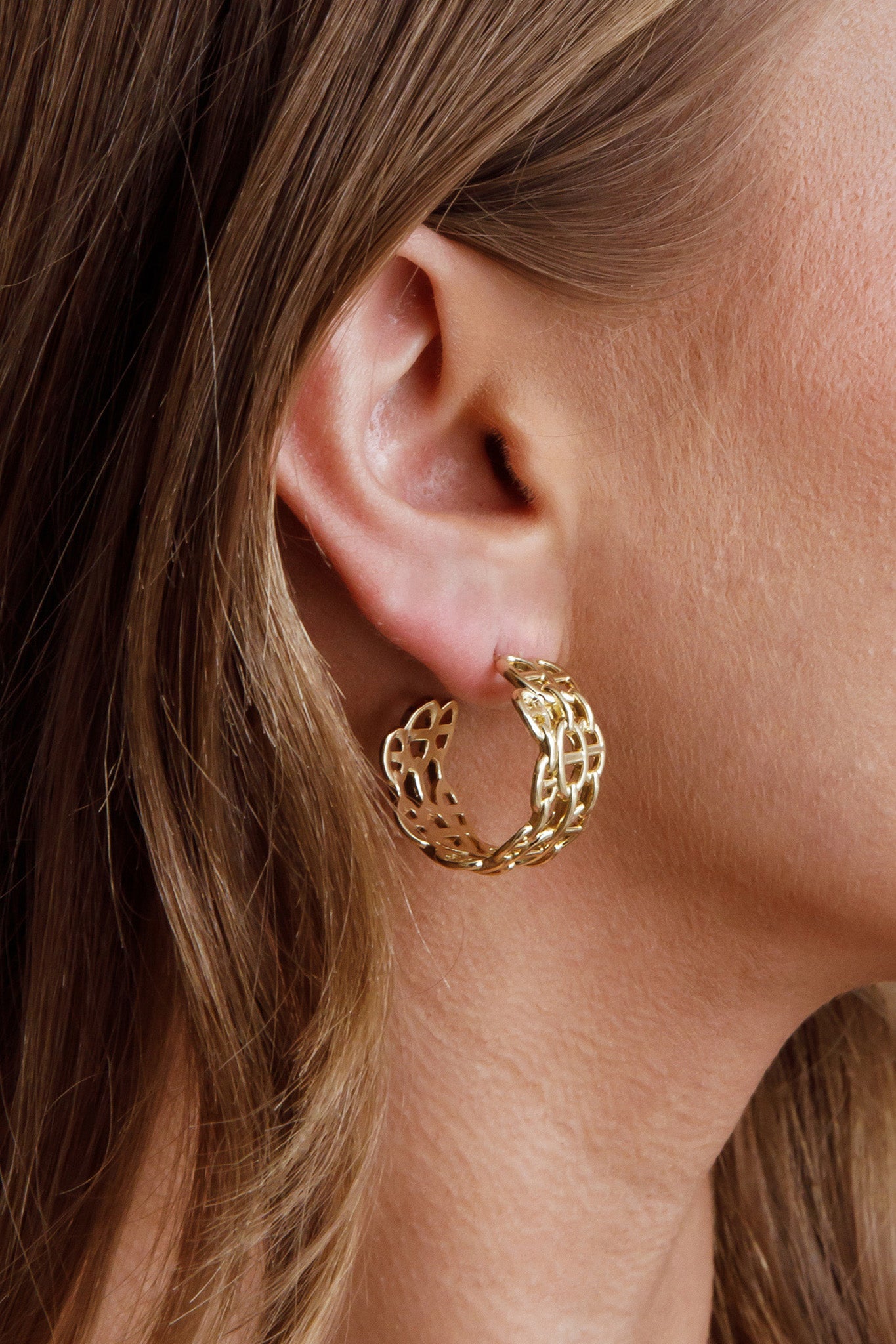 Georgiana Open Chain Hoop Earrings Gold by Selfie Leslie Australia