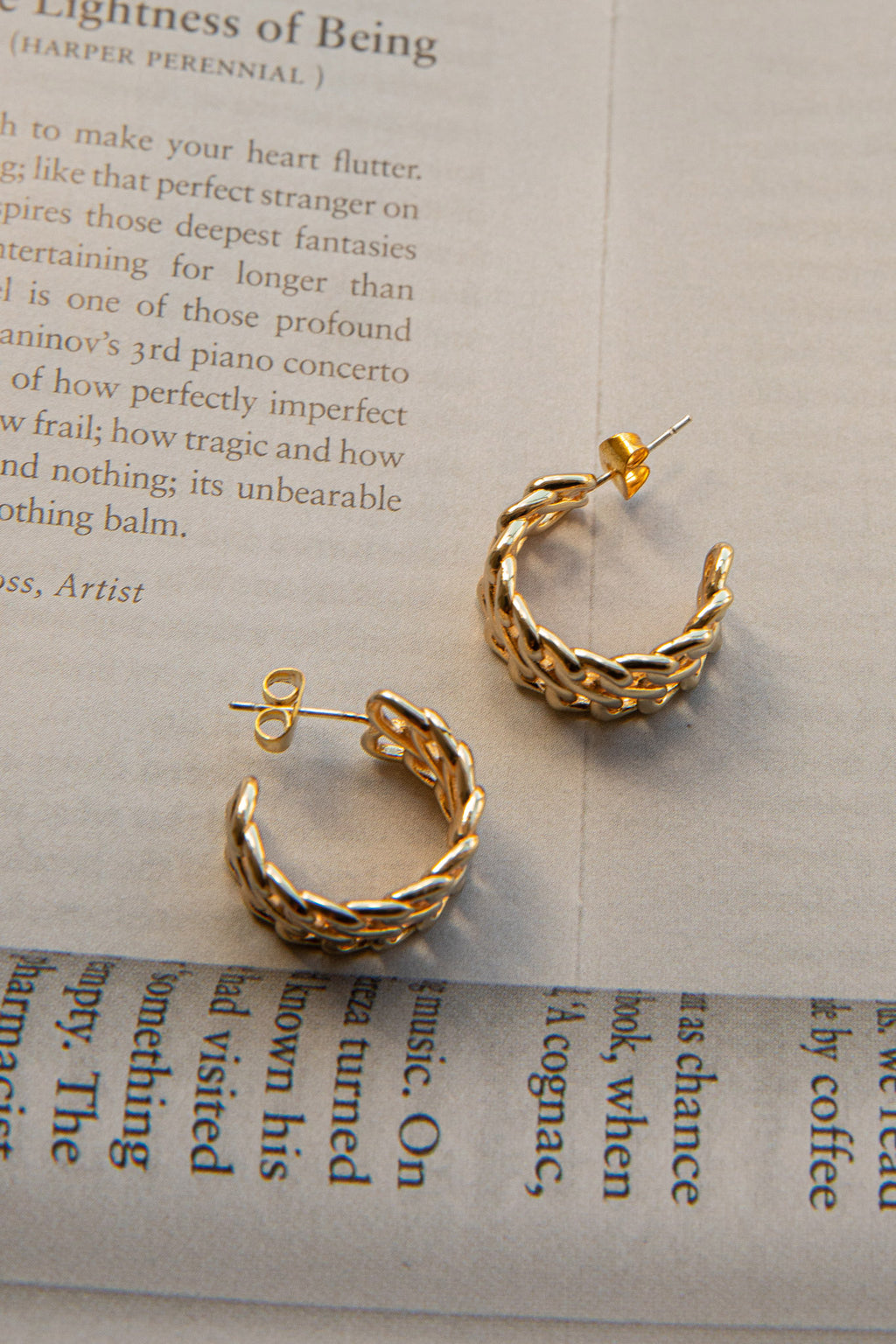 Damian Open Chain Hoop Earrings Gold by Selfie Leslie Australia