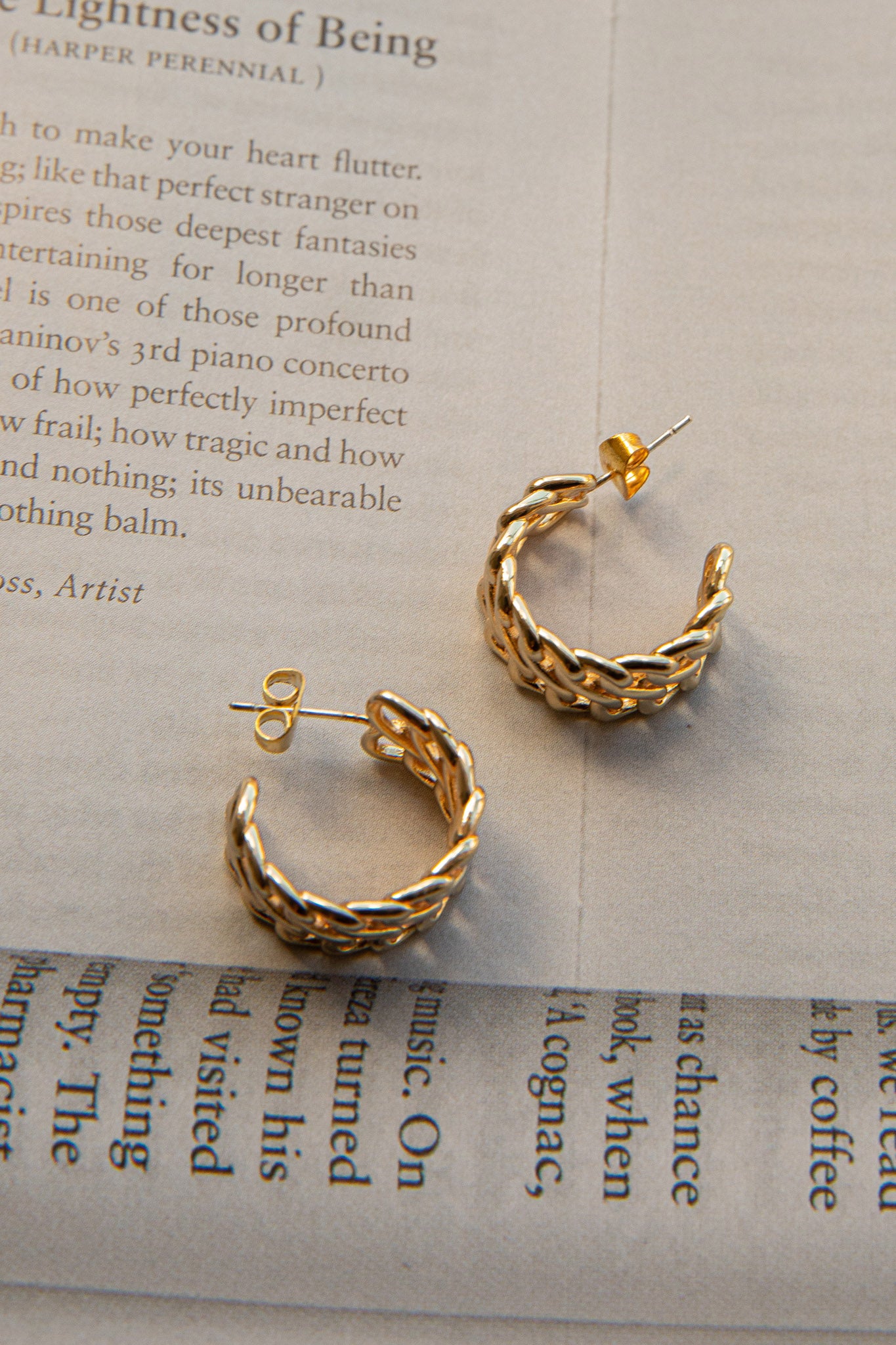 Damian Open Chain Hoop Earrings Gold by Selfie Leslie Australia