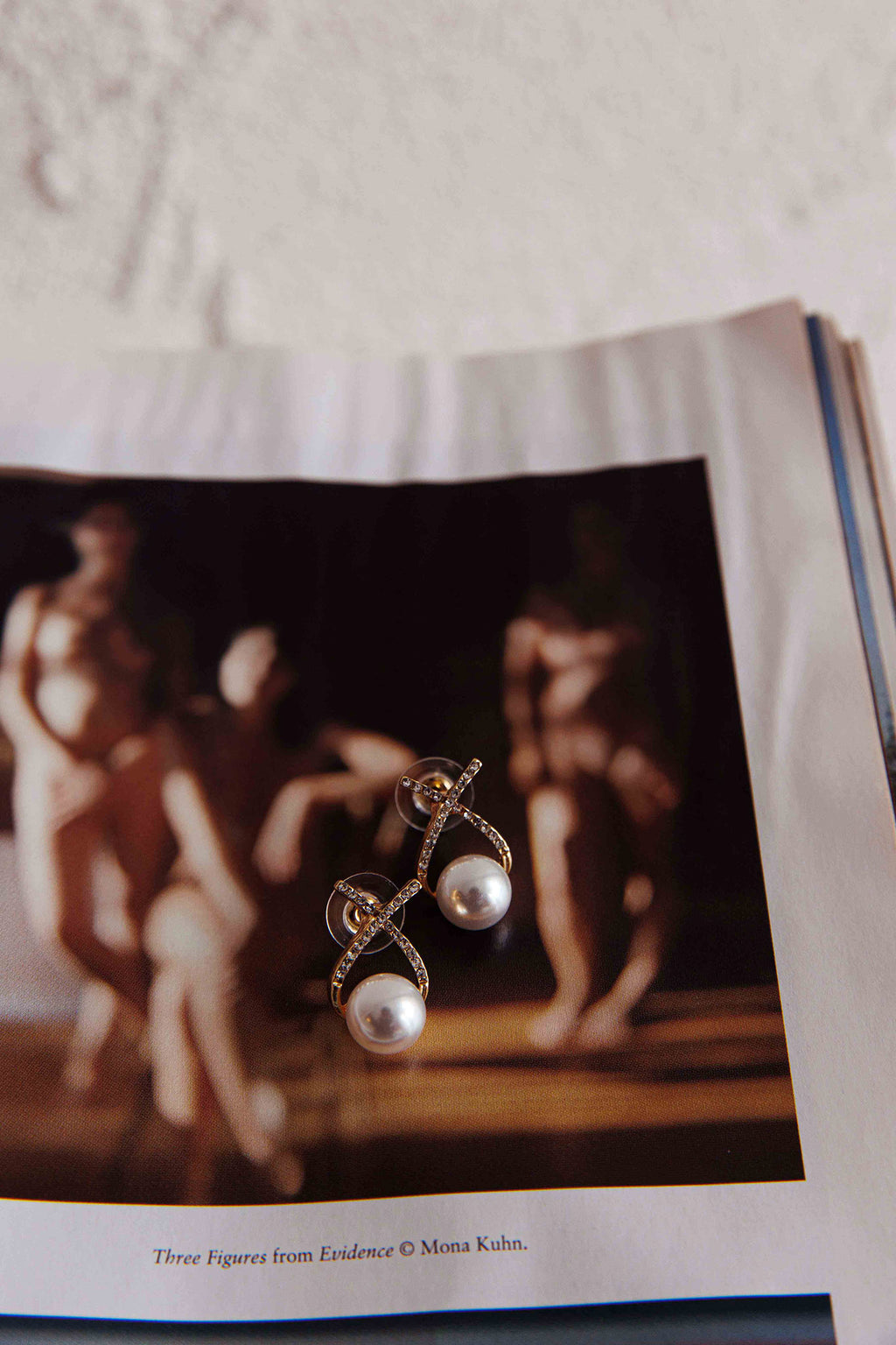 Aliyah Diamante X Pearl Earrings Gold by Selfie Leslie Australia