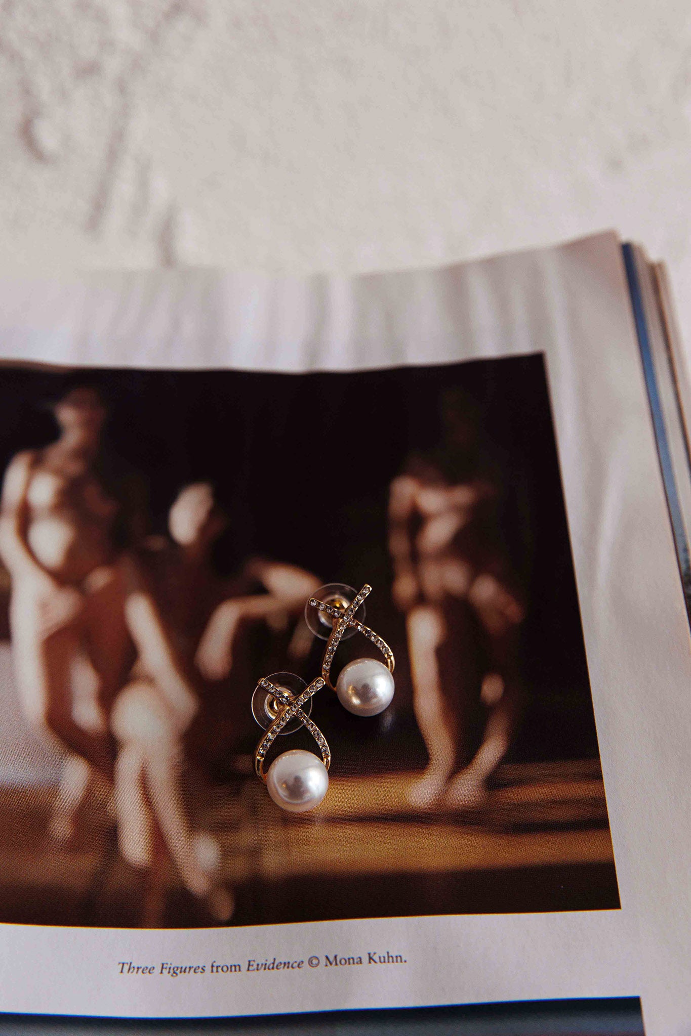 Aliyah Diamante X Pearl Earrings Gold by Selfie Leslie Australia