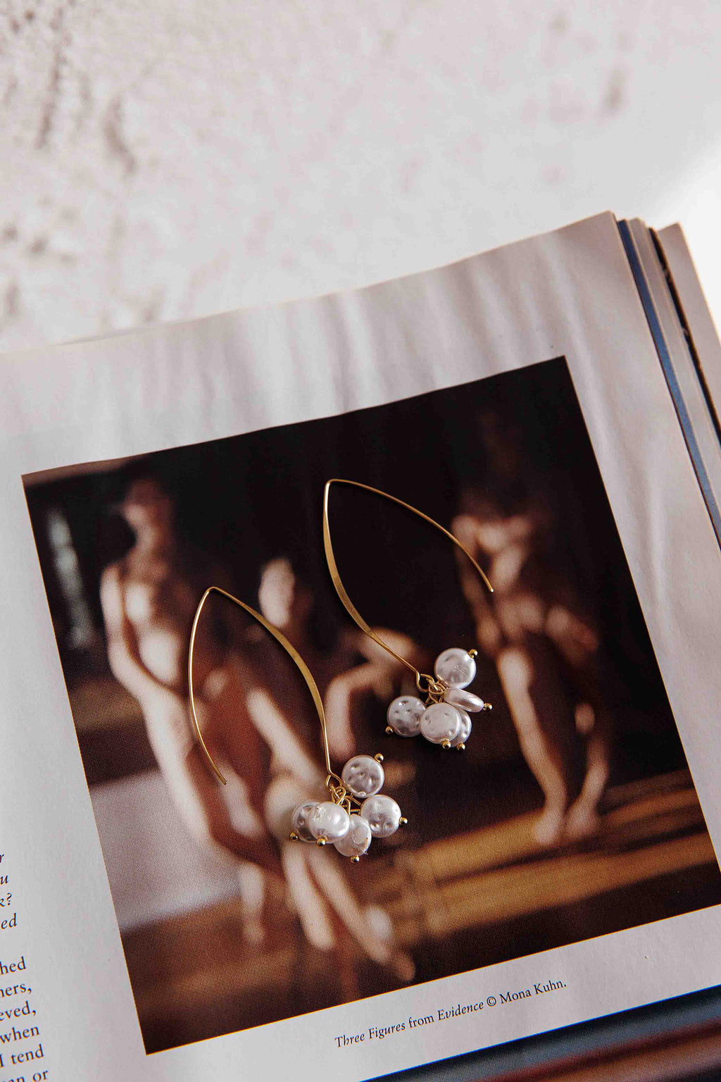 Sarah Pearl Accent Long Hook Earrings Gold by Selfie Leslie Australia