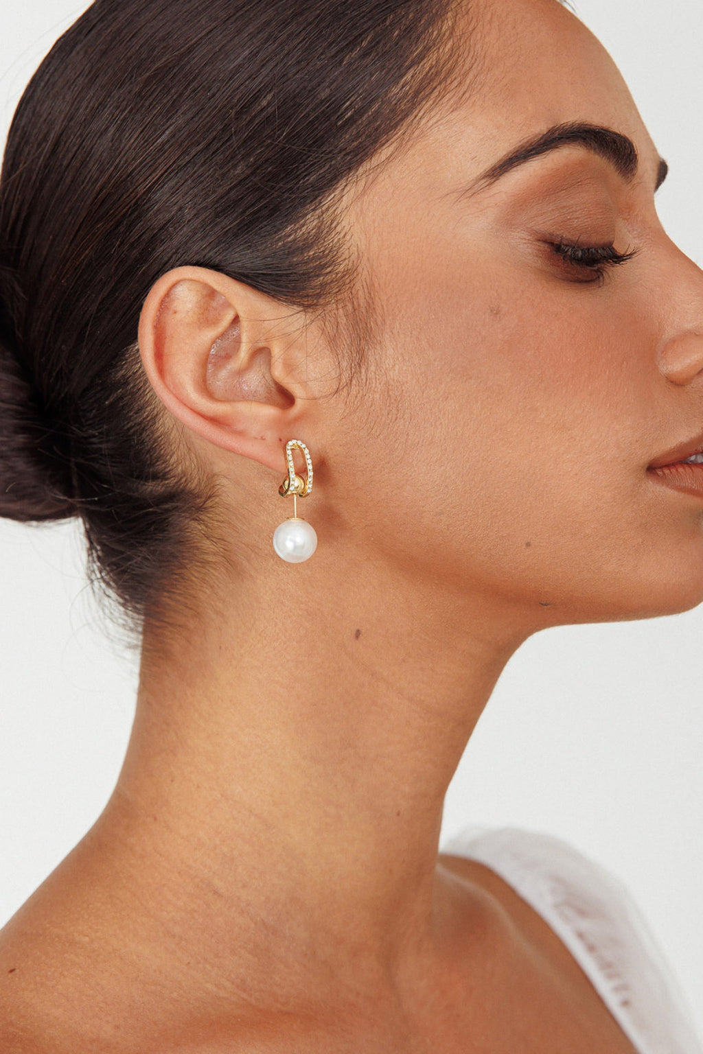 Maia Pearl Diamante Earrings Gold by Selfie Leslie Australia