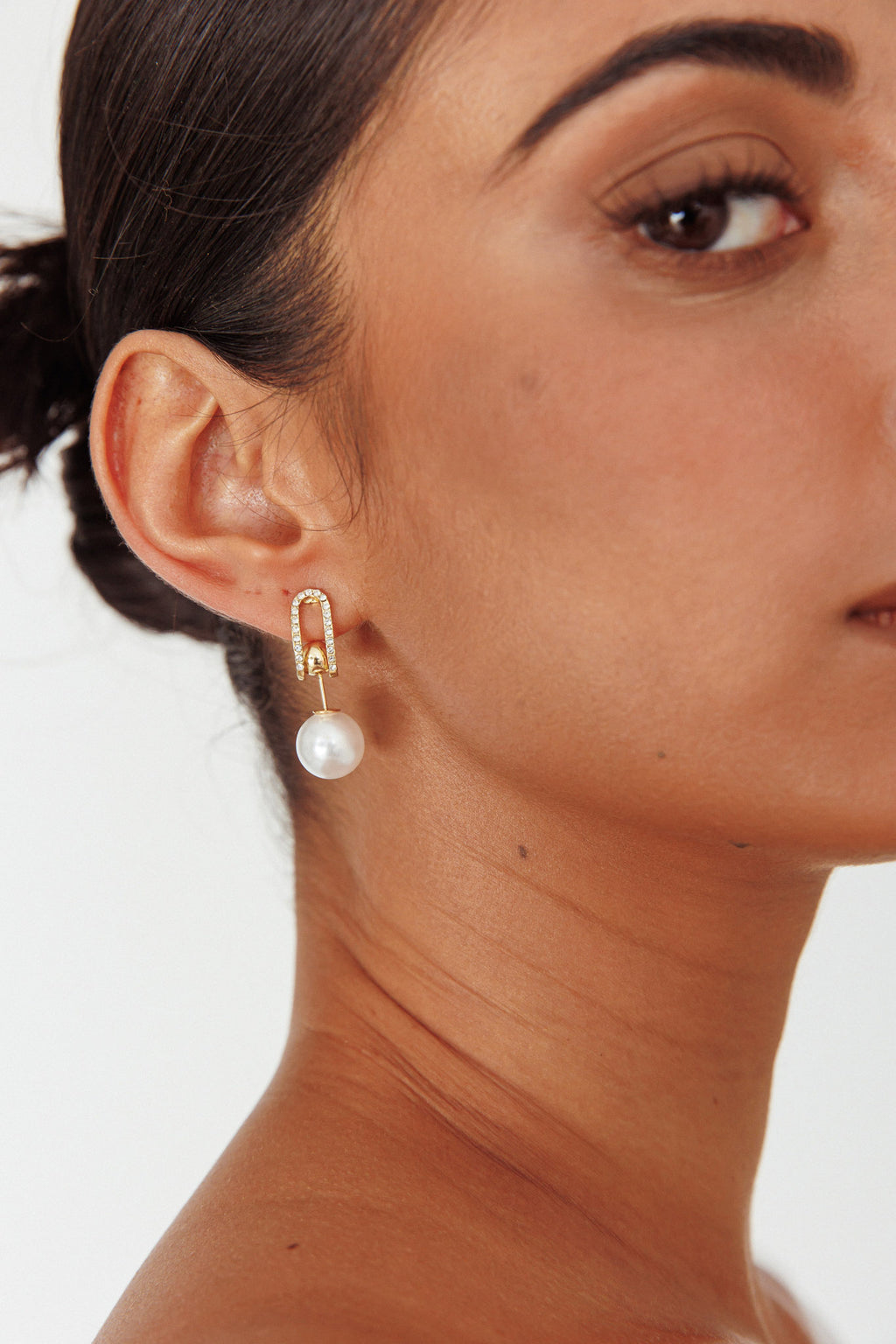 Maia Pearl Diamante Earrings Gold by Selfie Leslie Australia