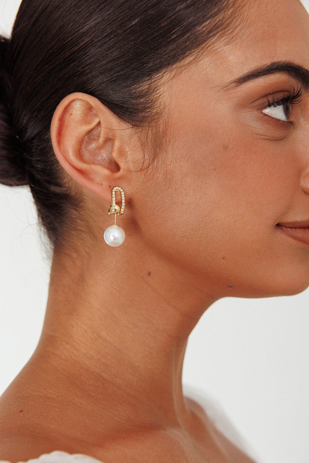 Maia Pearl Diamante Earrings Gold by Selfie Leslie Australia