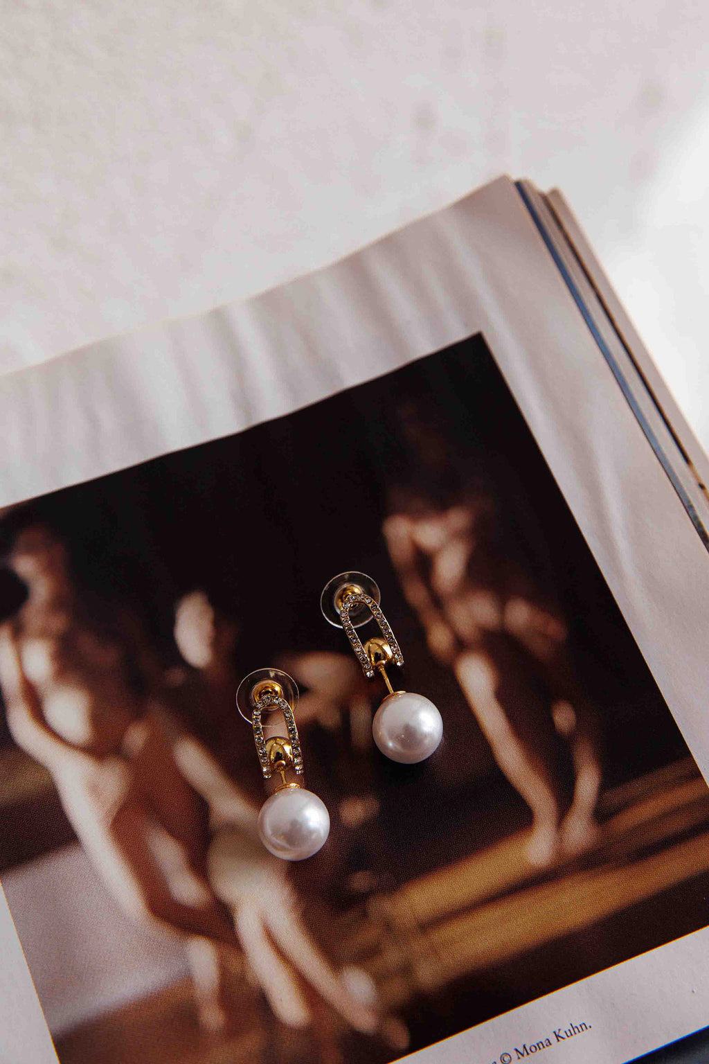 Maia Pearl Diamante Earrings Gold by Selfie Leslie Australia