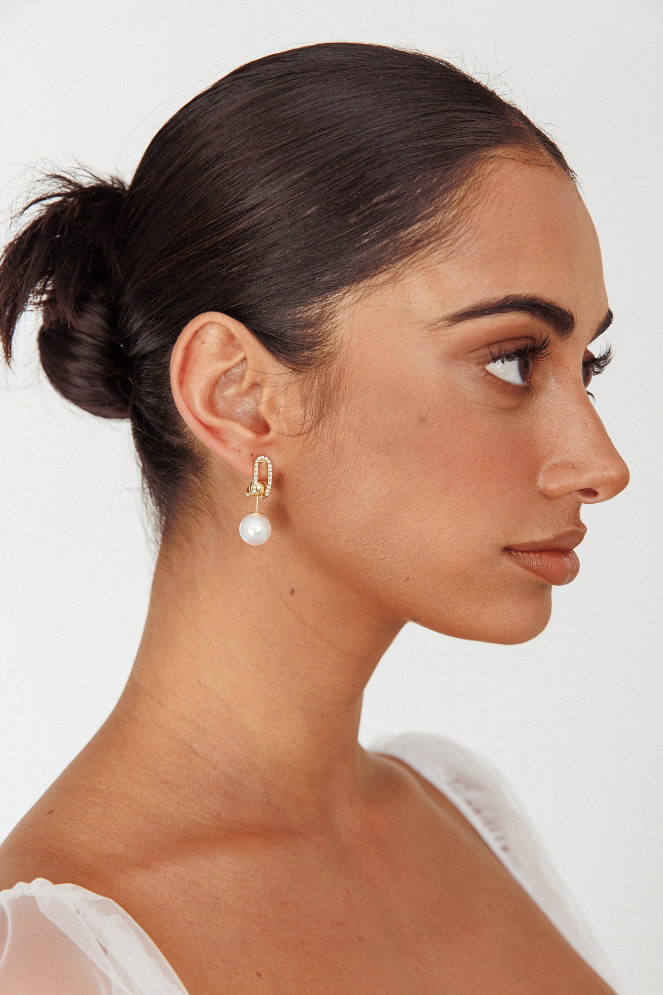 Maia Pearl Diamante Earrings Gold by Selfie Leslie Australia