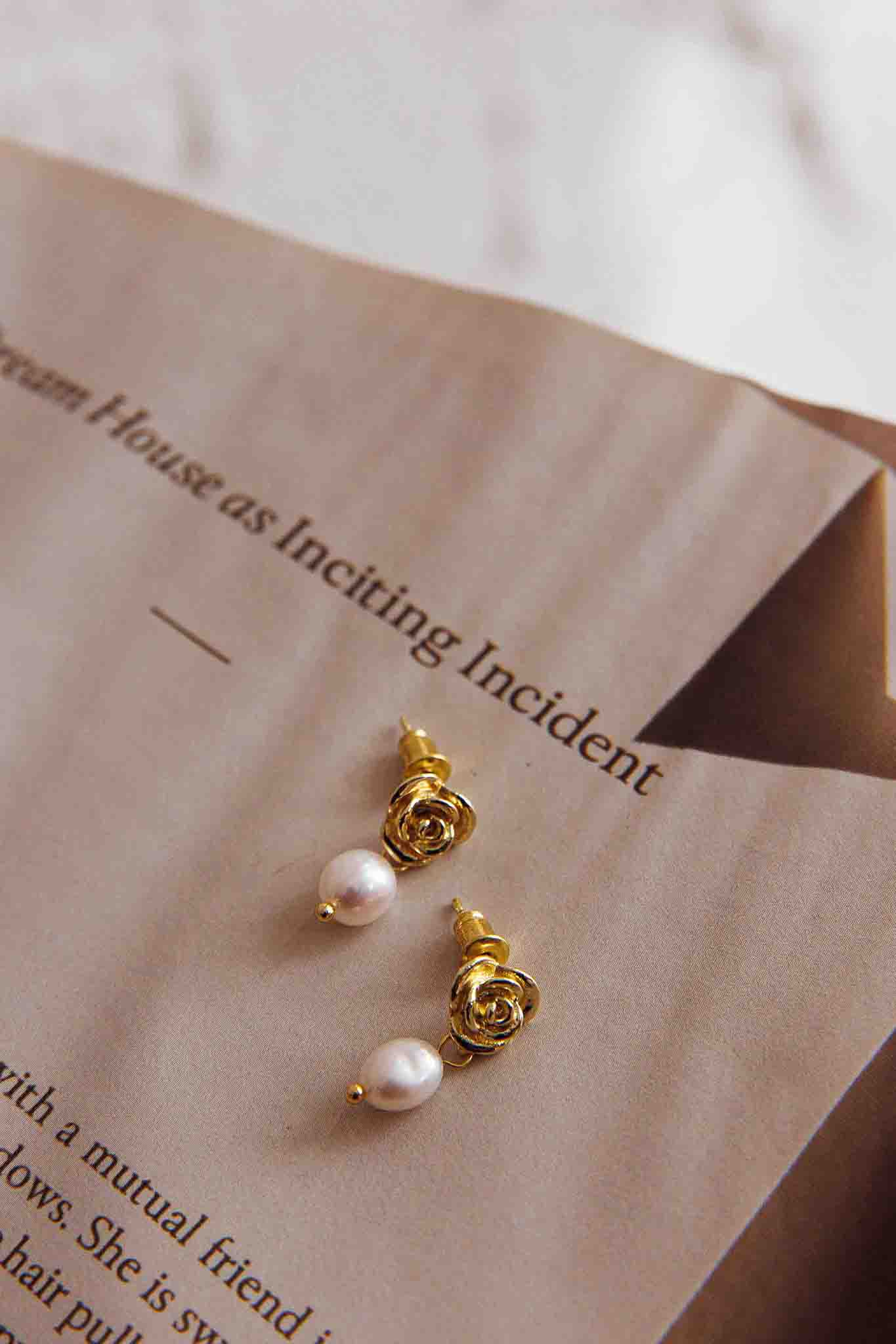 Le Jardin Flower Pearl Earrings Gold by Selfie Leslie Australia