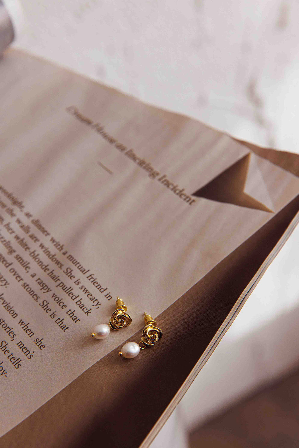 Le Jardin Flower Pearl Earrings Gold by Selfie Leslie Australia