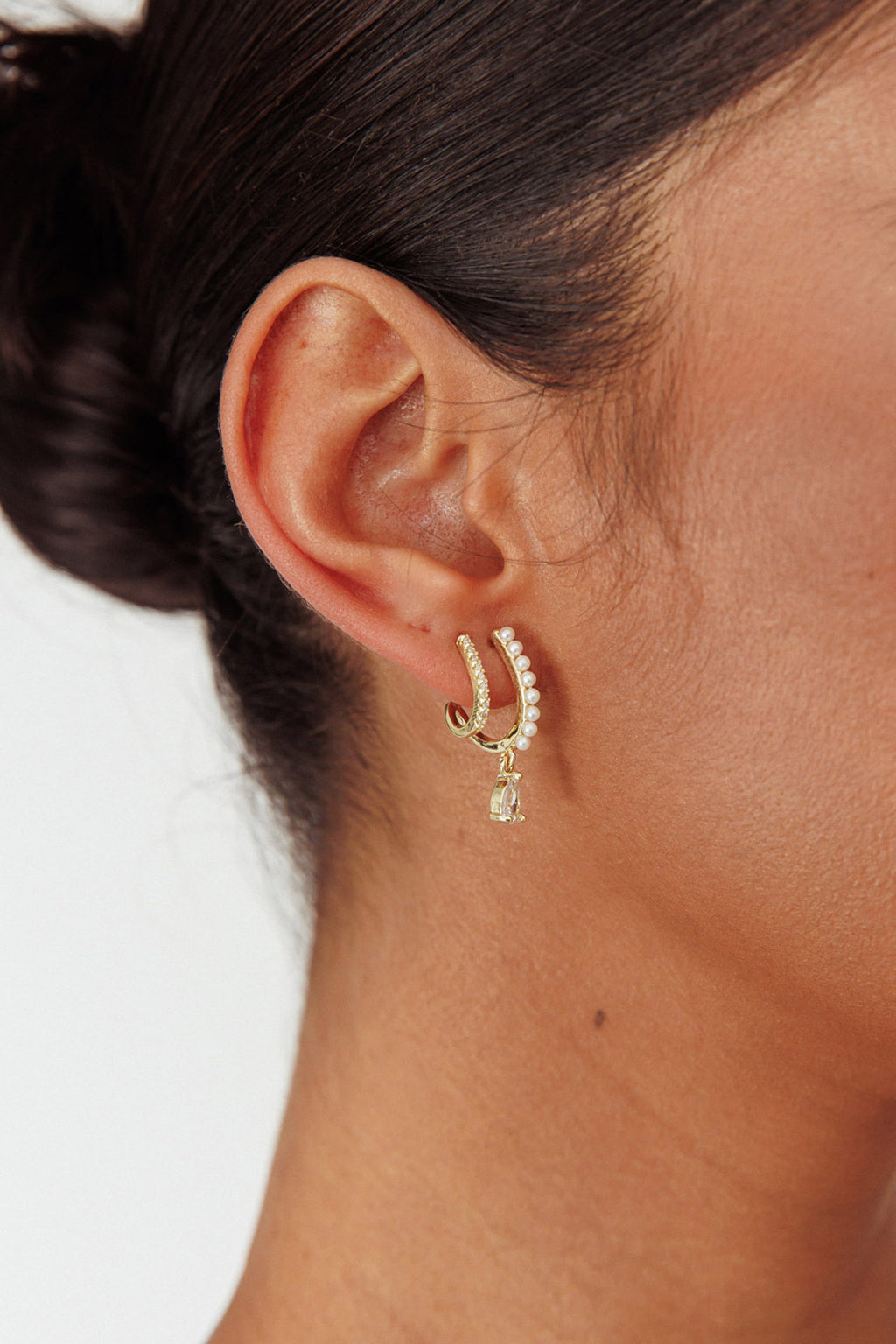 Dawn Double Pierce Illusion Earrings Gold by Selfie Leslie Australia