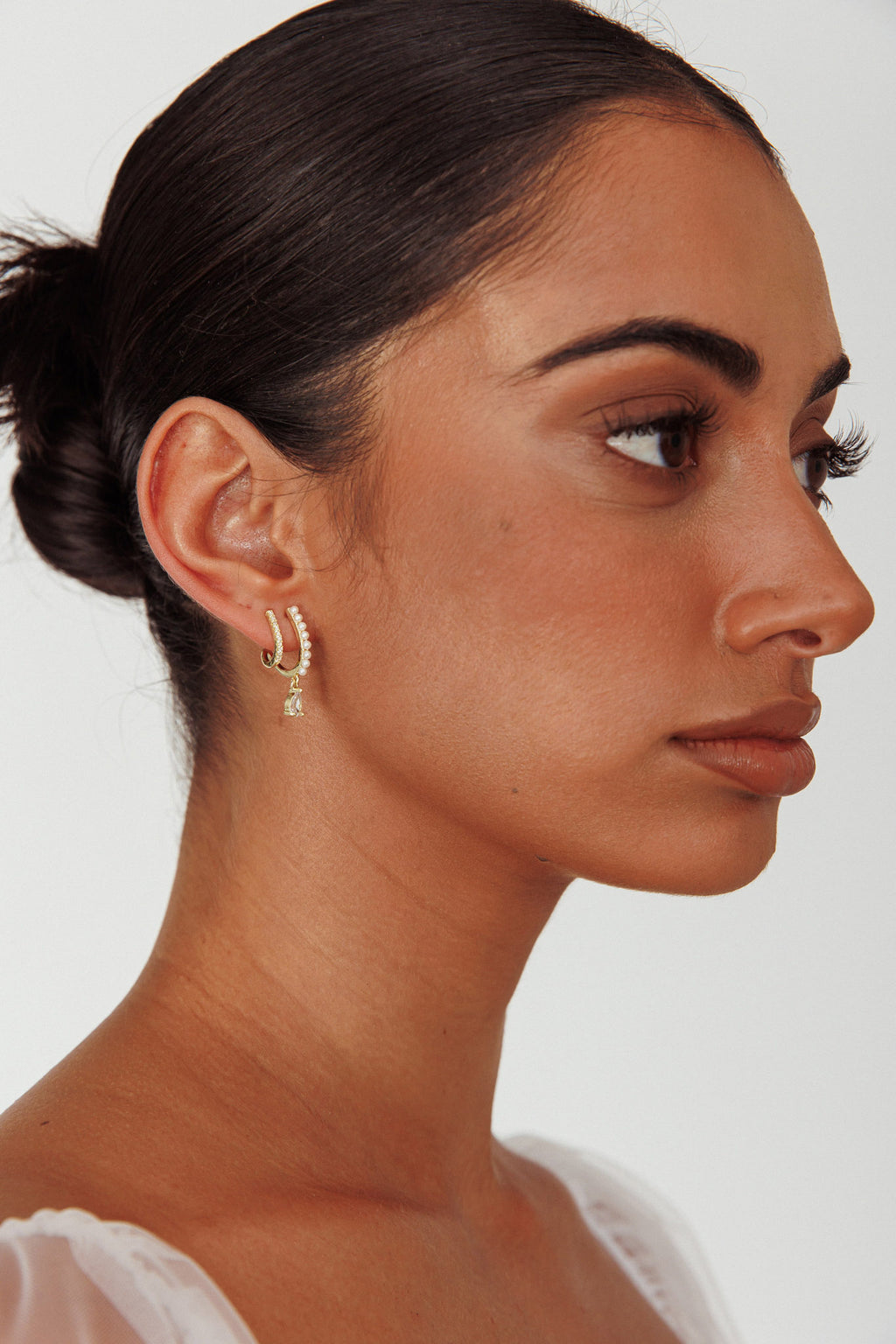 Dawn Double Pierce Illusion Earrings Gold by Selfie Leslie Australia