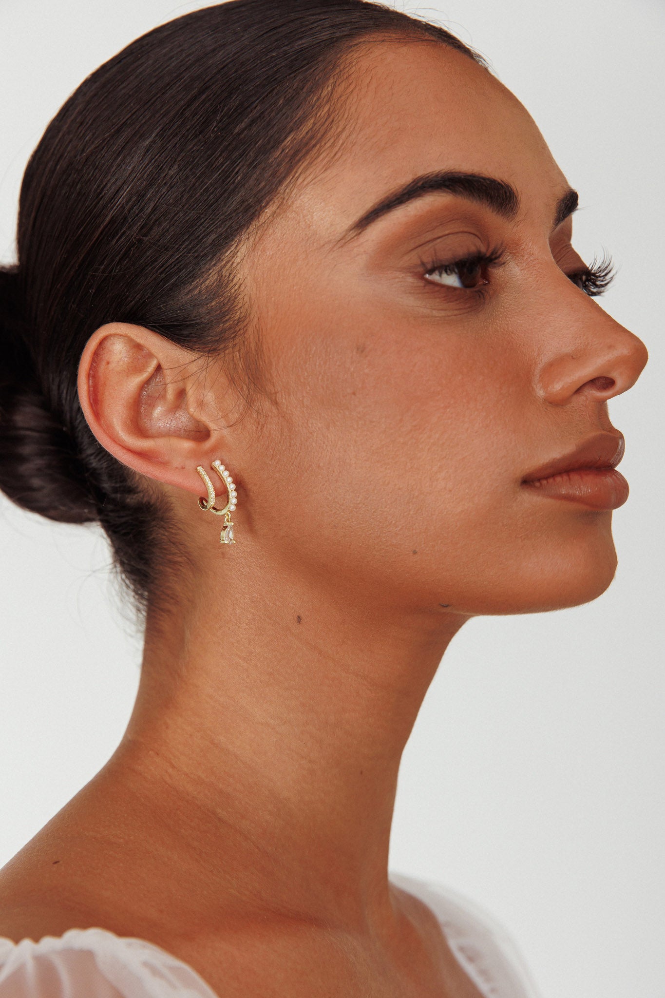 Dawn Double Pierce Illusion Earrings Gold by Selfie Leslie Australia