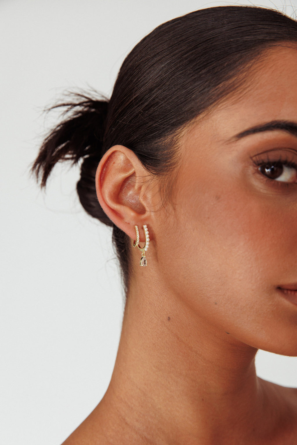 Dawn Double Pierce Illusion Earrings Gold by Selfie Leslie Australia