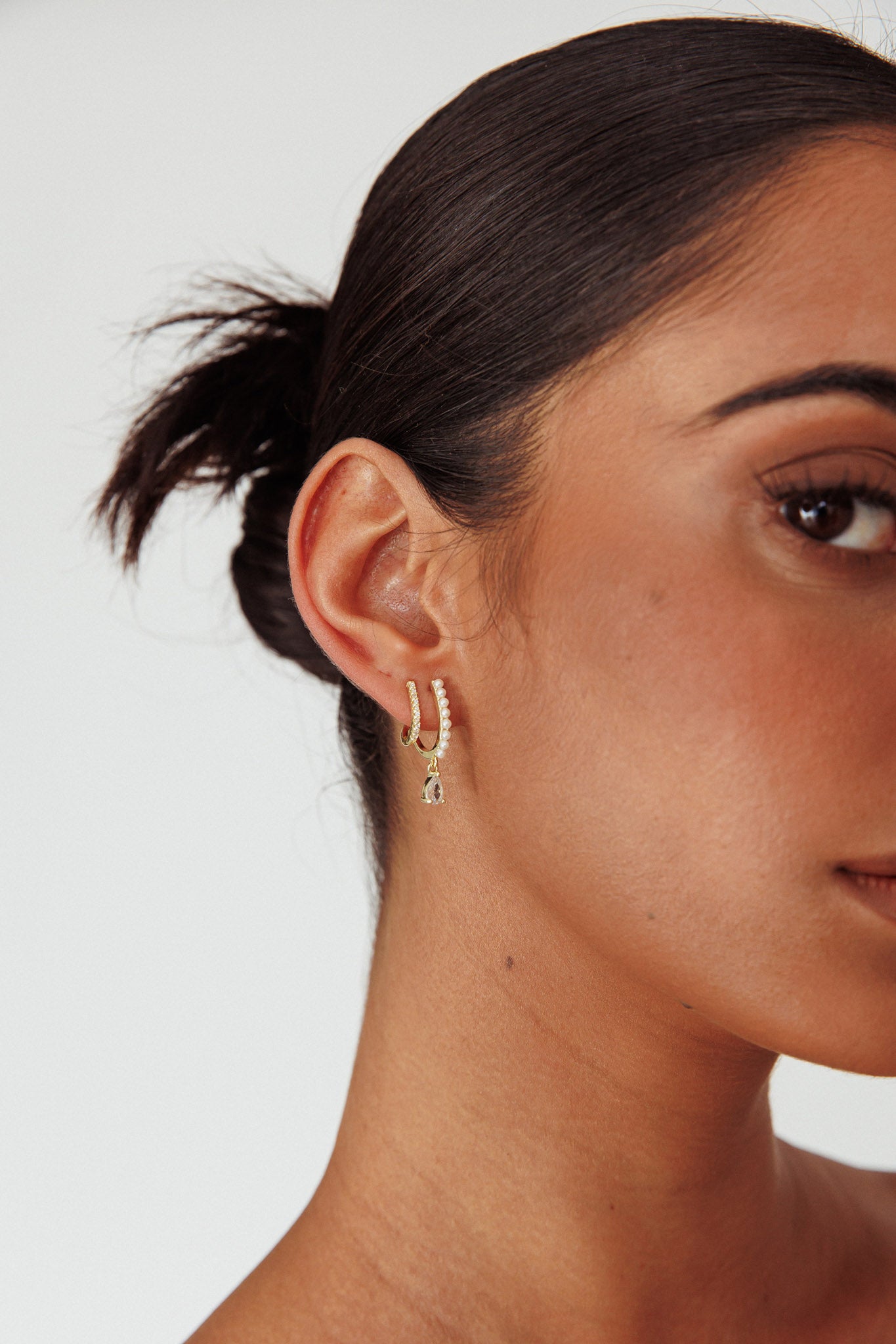 Dawn Double Pierce Illusion Earrings Gold by Selfie Leslie Australia