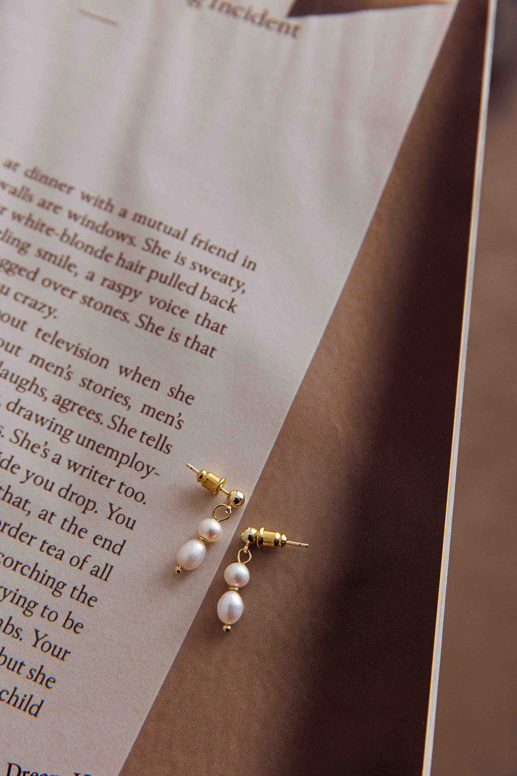 Julia Pearl Drop Earrings Gold by Selfie Leslie Australia