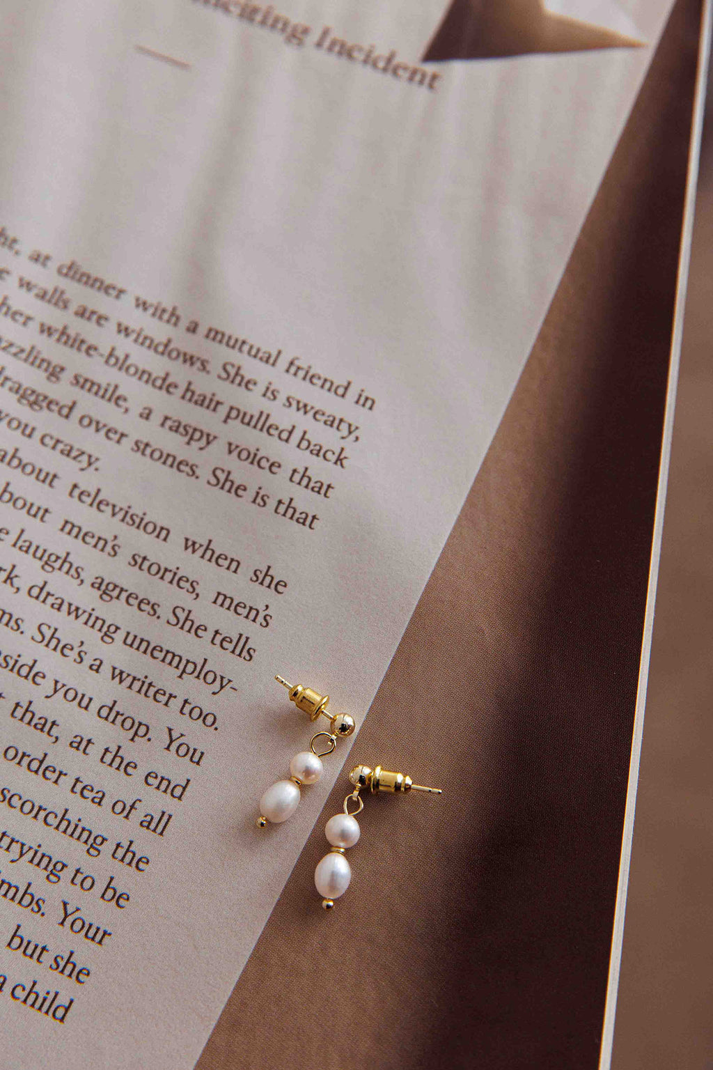 Julia Pearl Drop Earrings Gold by Selfie Leslie Australia
