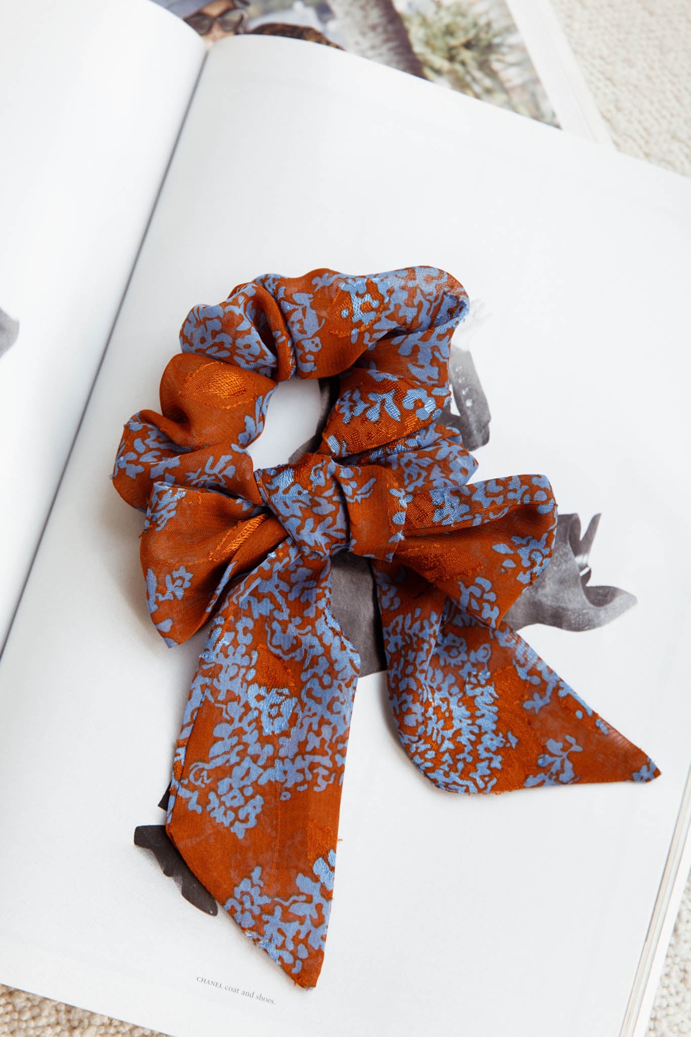 Bow Scrunchie Floral Brown by Selfie Leslie Australia