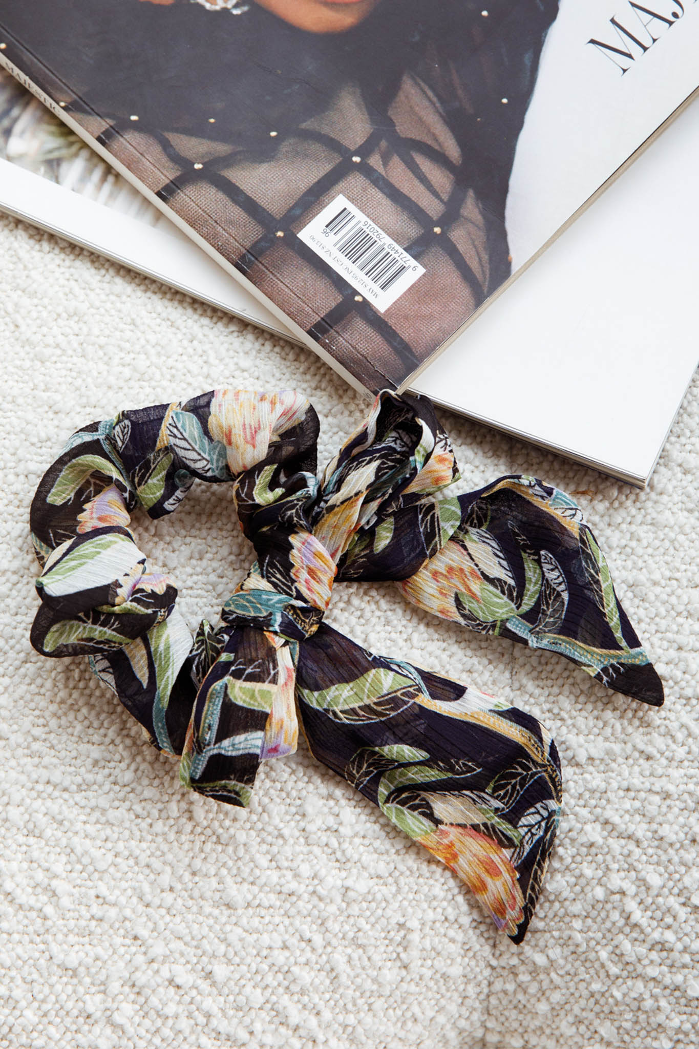 Bow Scrunchie Banksia Black by Selfie Leslie Australia