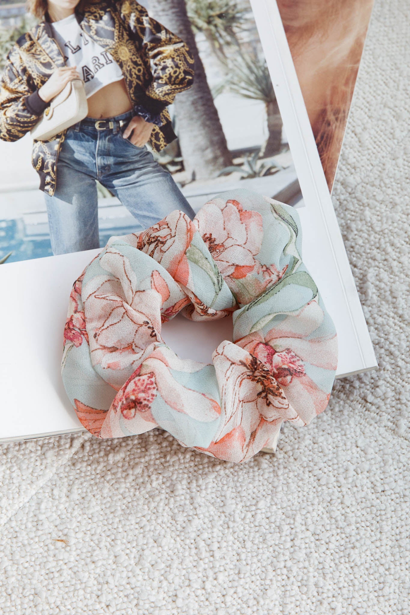 Chouchou Scrunchie Floral Green by Selfie Leslie Australia