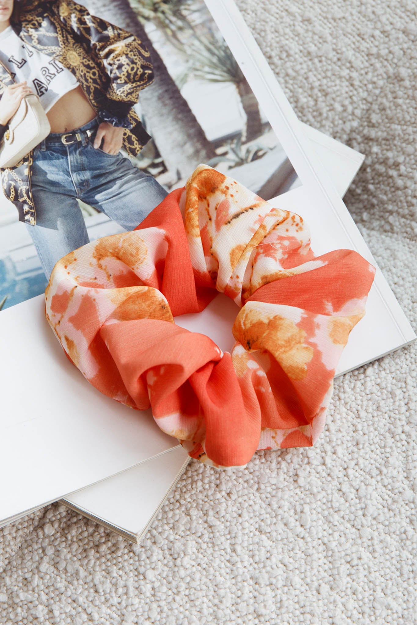 Chouchou Scrunchie Floral Orange by Selfie Leslie Australia