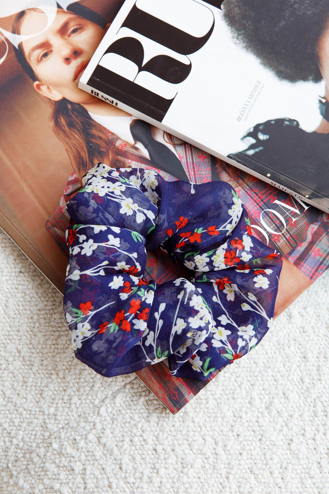 Chouchou Scrunchie Floral Navy by Selfie Leslie Australia