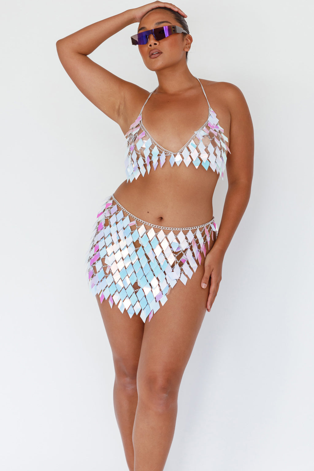 River Festival Shiny Sequins 2 Piece Set Purple by Selfie Leslie Australia
