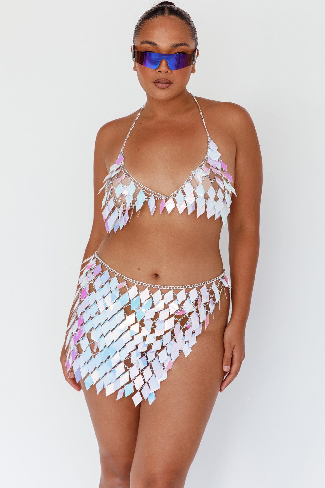 River Festival Shiny Sequins 2 Piece Set Purple by Selfie Leslie Australia