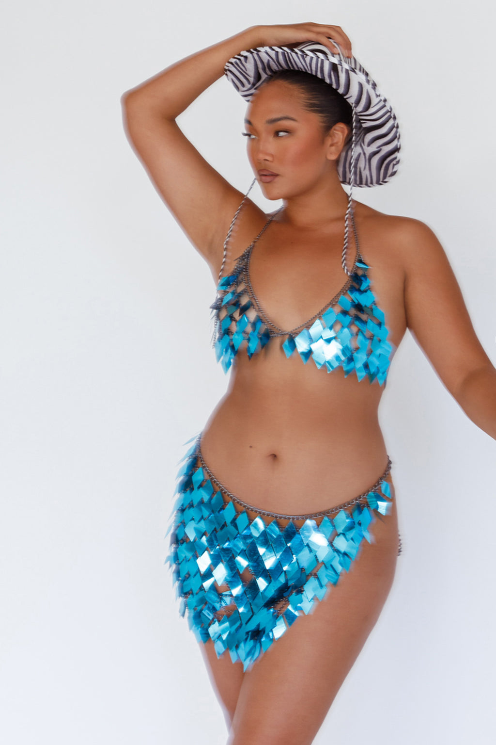 River Festival Shiny Sequins 2 Piece Set Blue by Selfie Leslie Australia