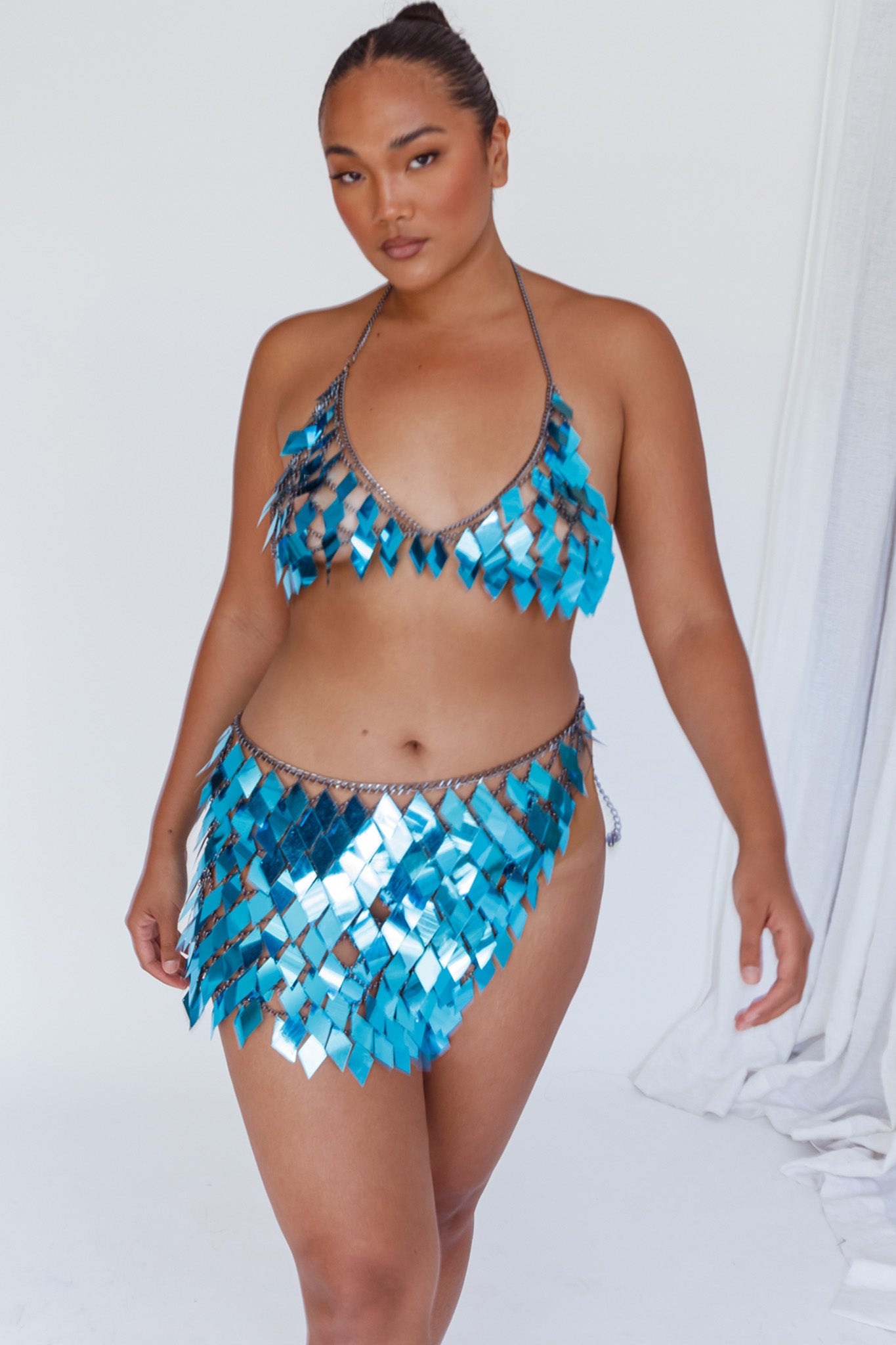 River Festival Shiny Sequins 2 Piece Set Blue by Selfie Leslie Australia