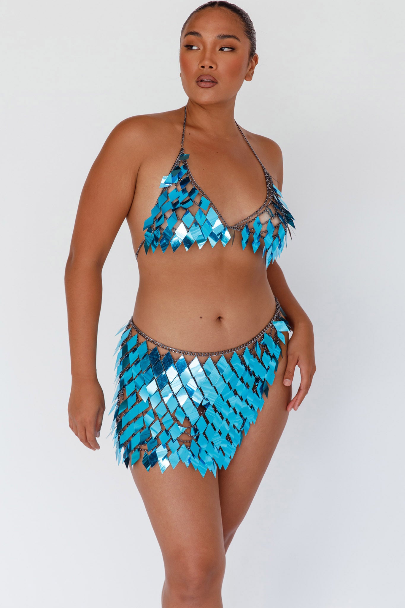 River Festival Shiny Sequins 2 Piece Set Blue by Selfie Leslie Australia