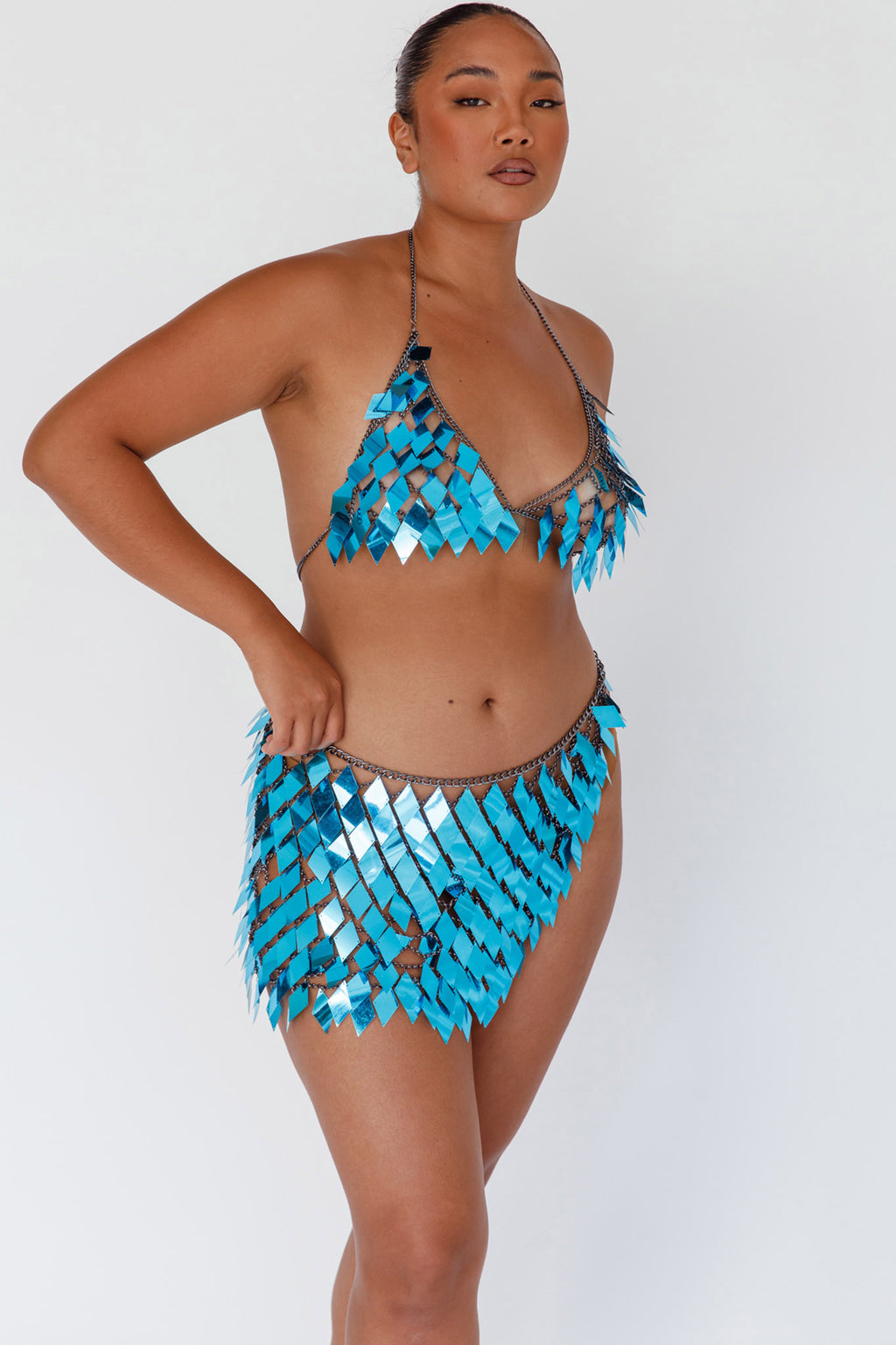 River Festival Shiny Sequins 2 Piece Set Blue by Selfie Leslie Australia