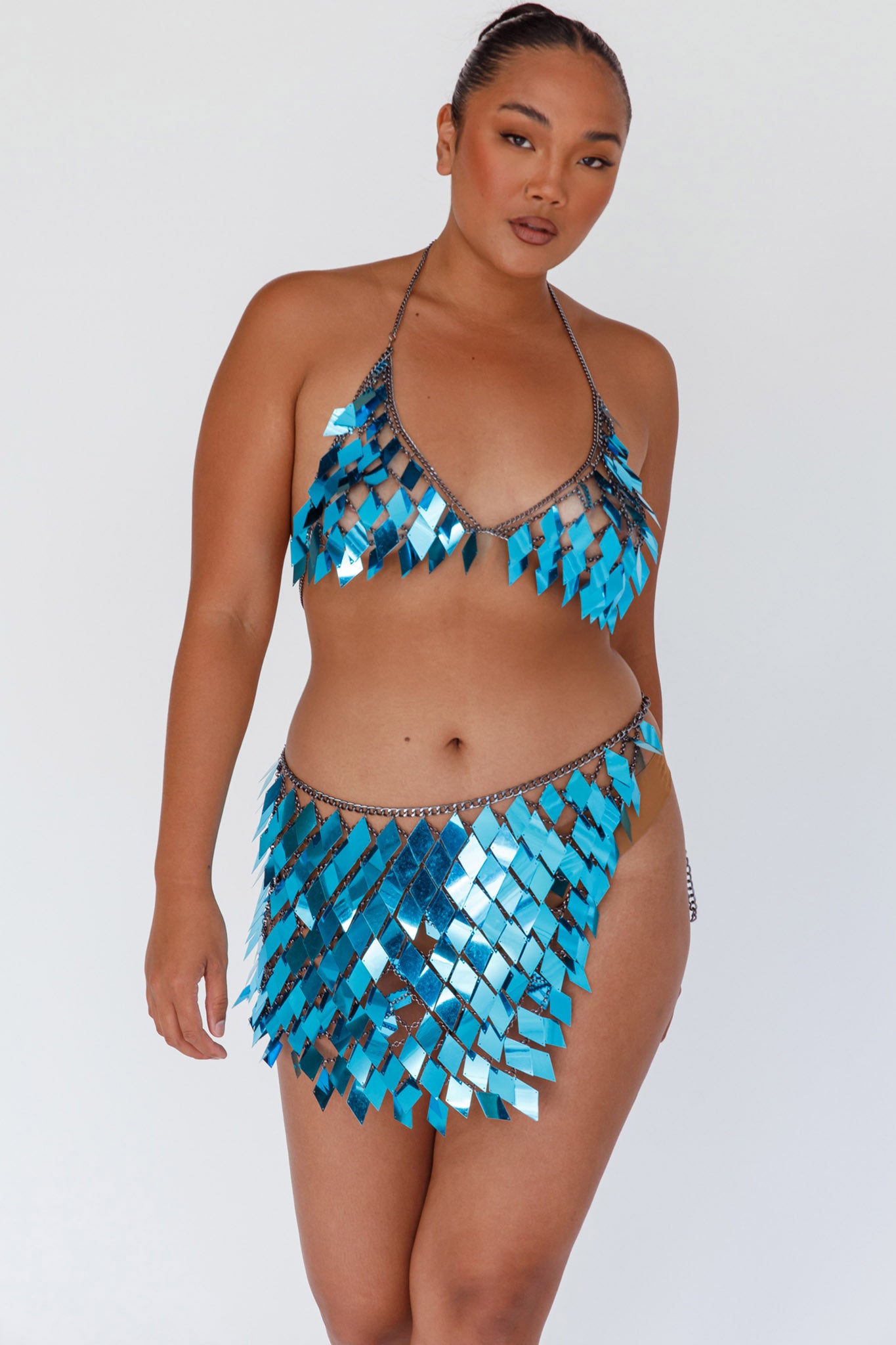 River Festival Shiny Sequins 2 Piece Set Blue by Selfie Leslie Australia