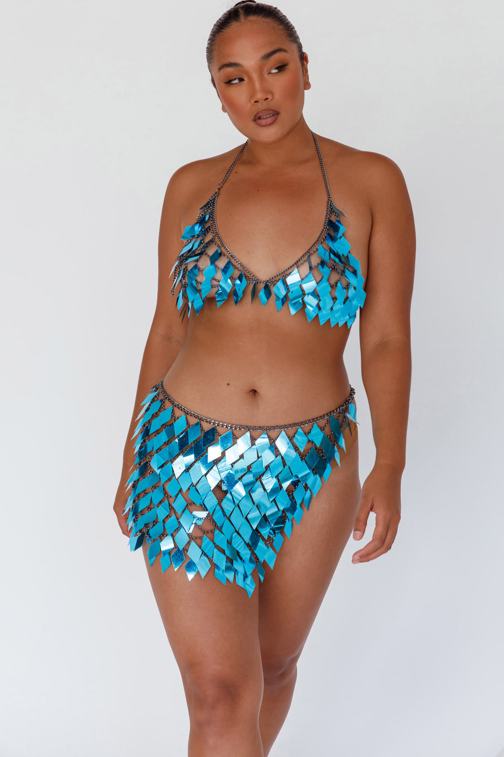River Festival Shiny Sequins 2 Piece Set Blue by Selfie Leslie Australia