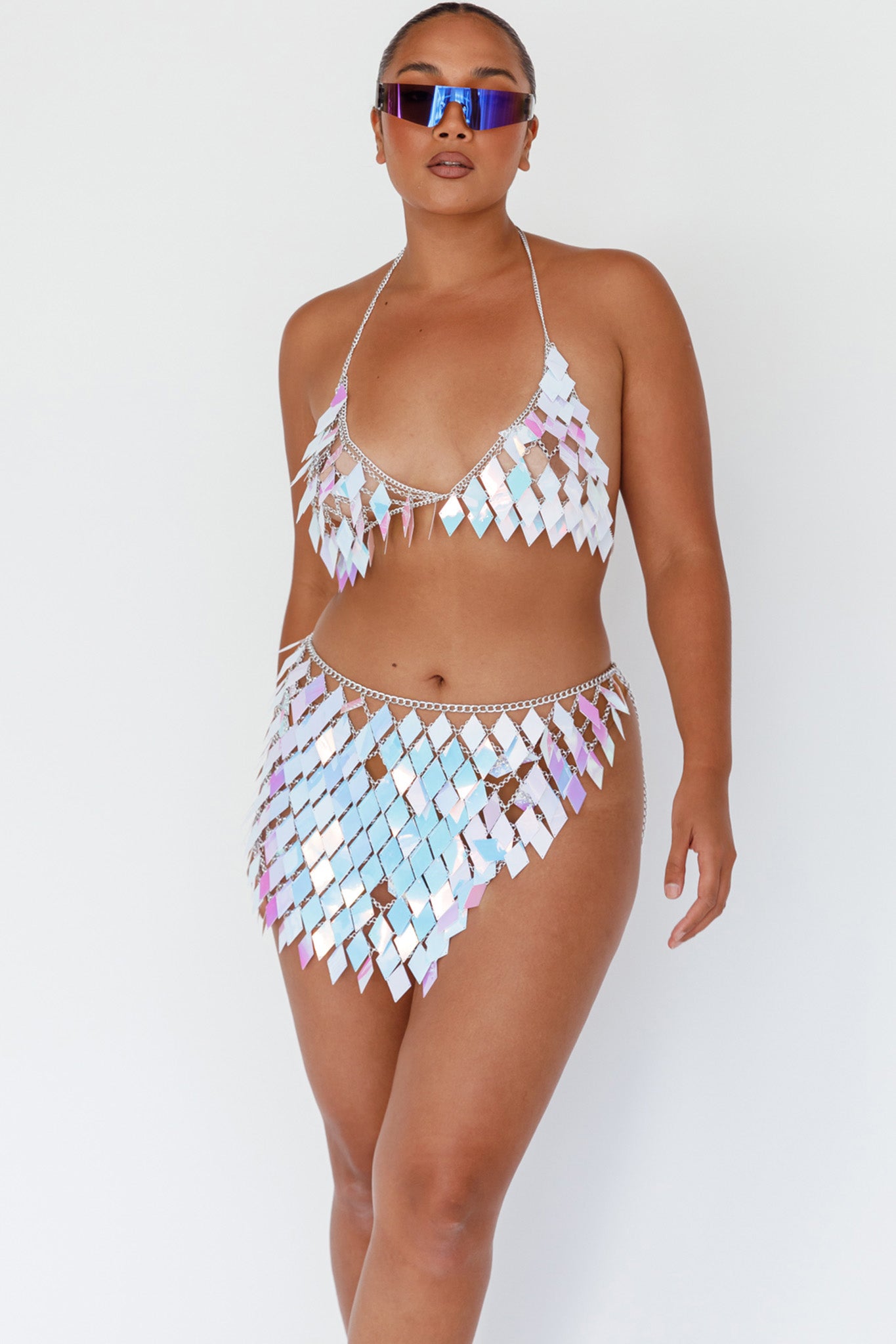 River Festival Shiny Sequins 2 Piece Set Purple by Selfie Leslie Australia