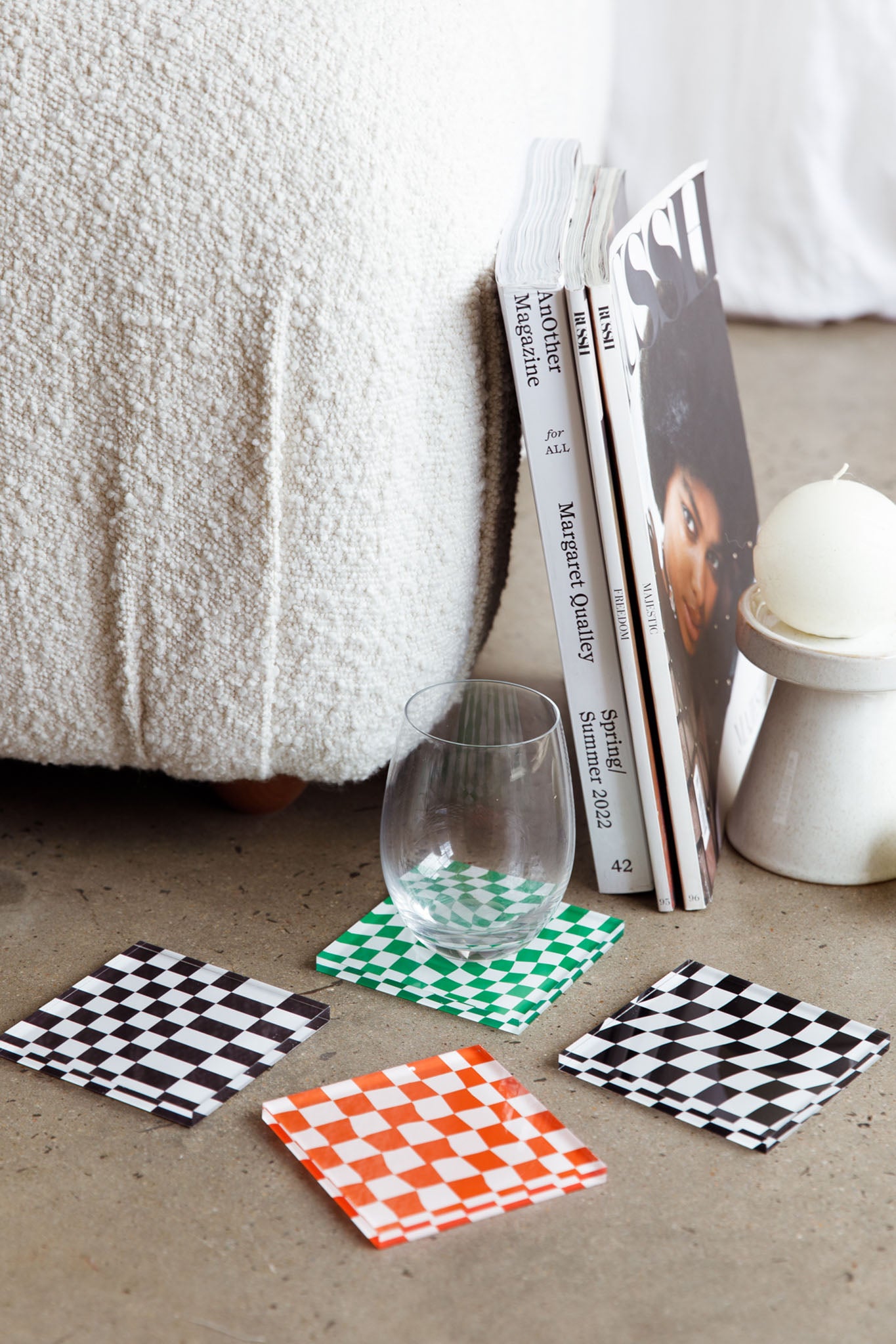 Paradiso 4pc Chessboard Acrylic Coaster Set by Selfie Leslie Australia
