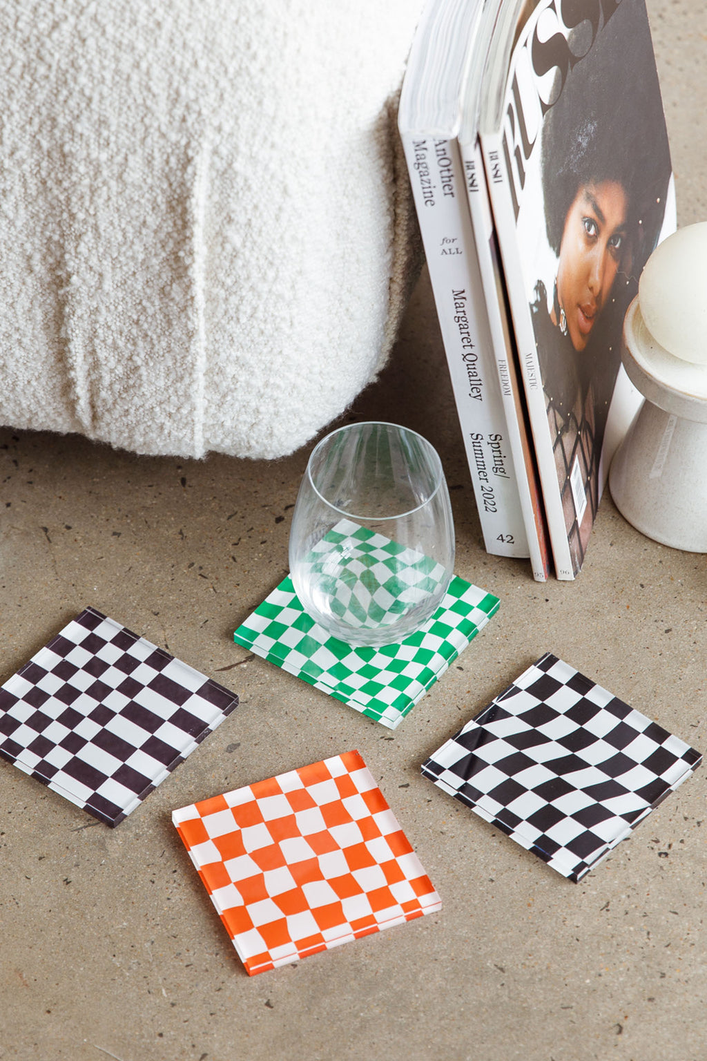 Paradiso 4pc Chessboard Acrylic Coaster Set by Selfie Leslie Australia