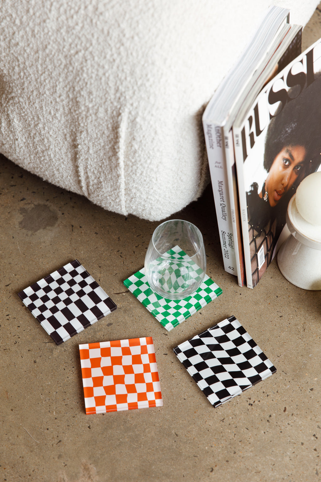Paradiso 4pc Chessboard Acrylic Coaster Set by Selfie Leslie Australia