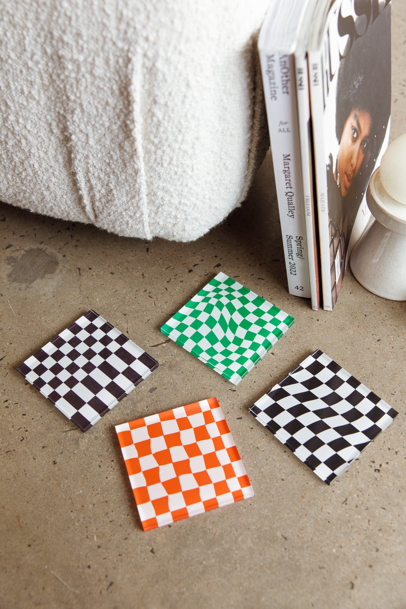 Paradiso 4pc Chessboard Acrylic Coaster Set by Selfie Leslie Australia