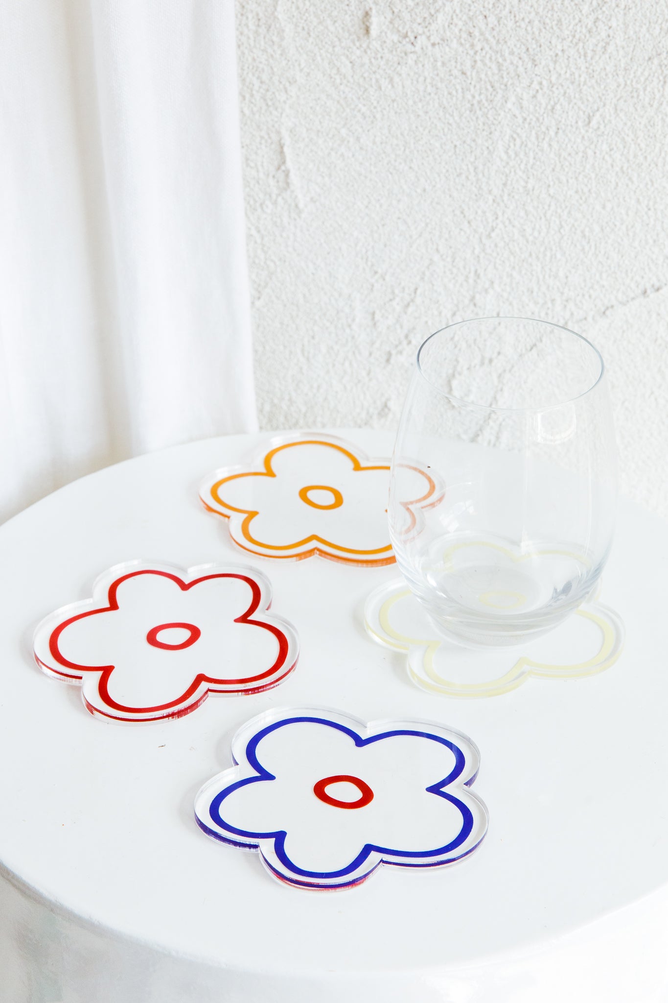 Flower Feeling 4pc Acrylic Coaster Set by Selfie Leslie Australia