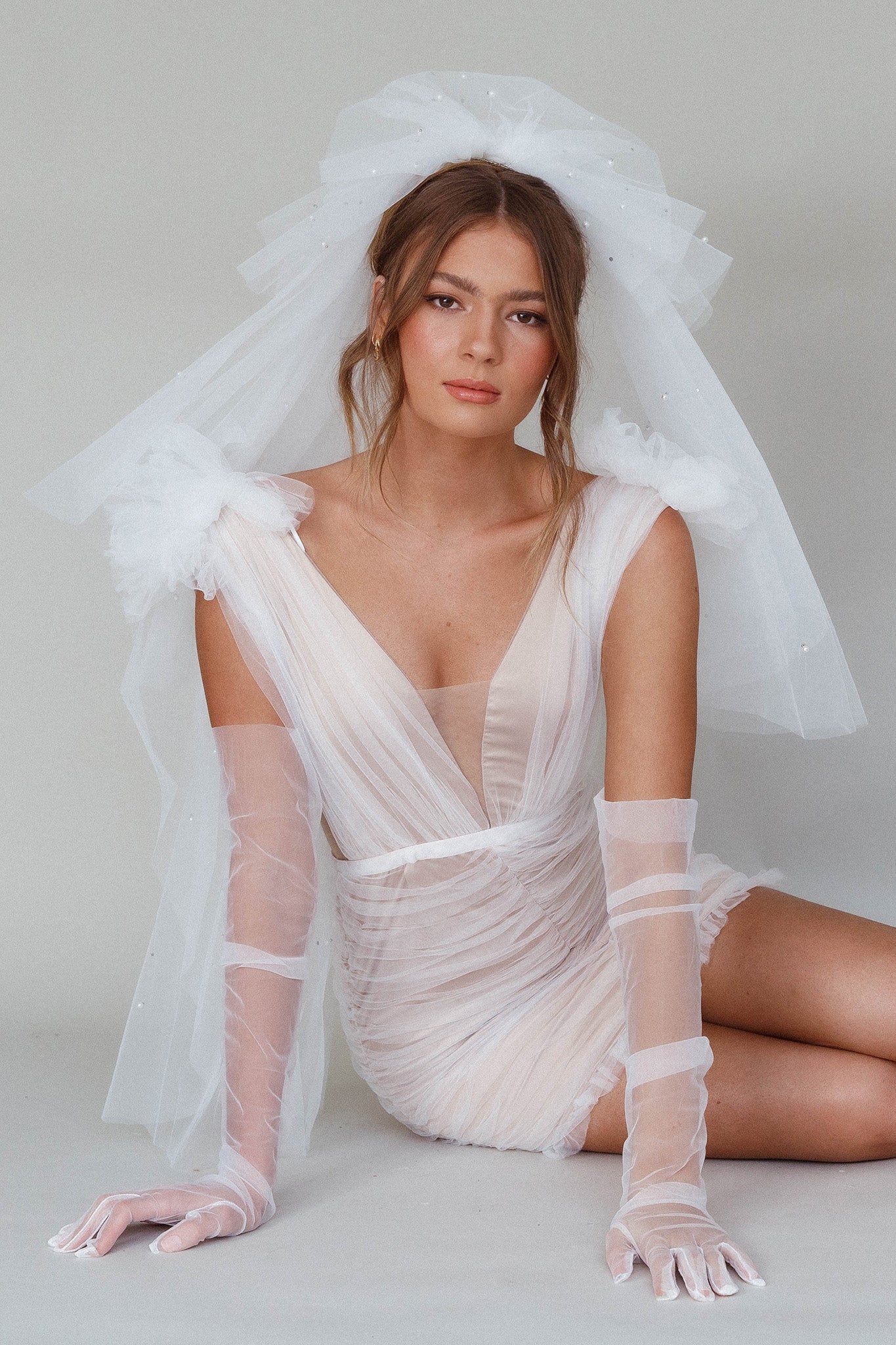 Diana Tulle Gloves White by Selfie Leslie Australia