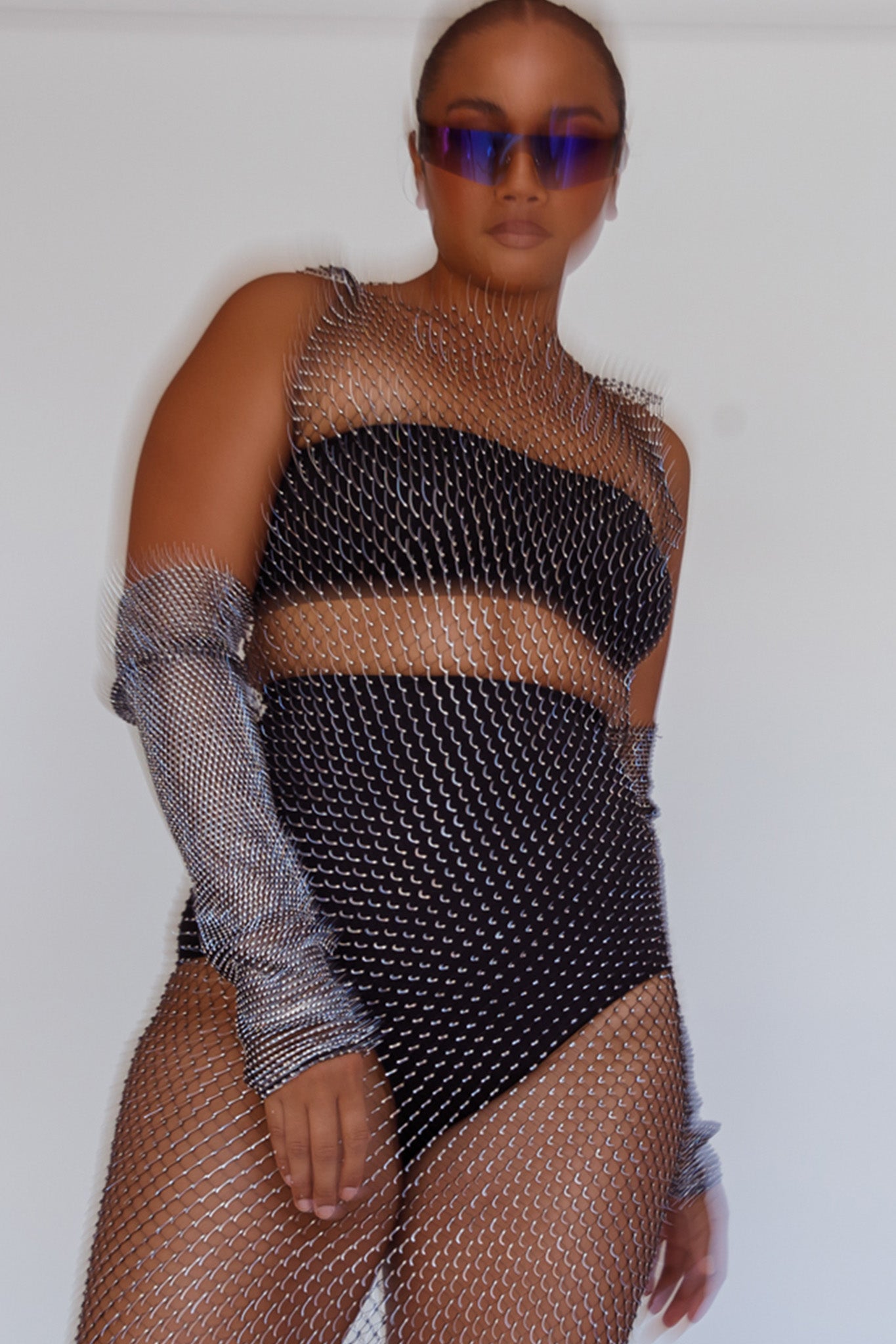 Starry Diamante Arm Sleeve Gloves Black by Selfie Leslie Australia