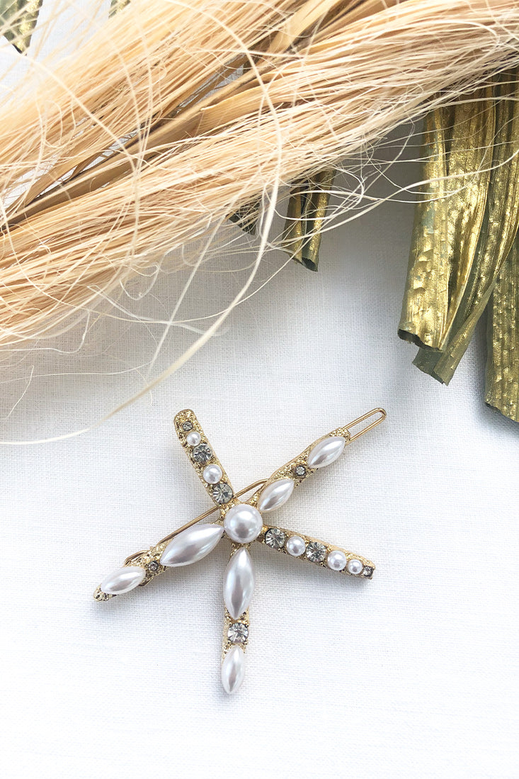 Esme Pearl Starfish Hair Pin Gold by Selfie Leslie