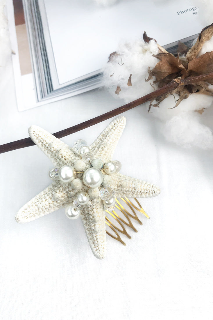 Rae Pearl Accent Starfish Clip White by Selfie Leslie